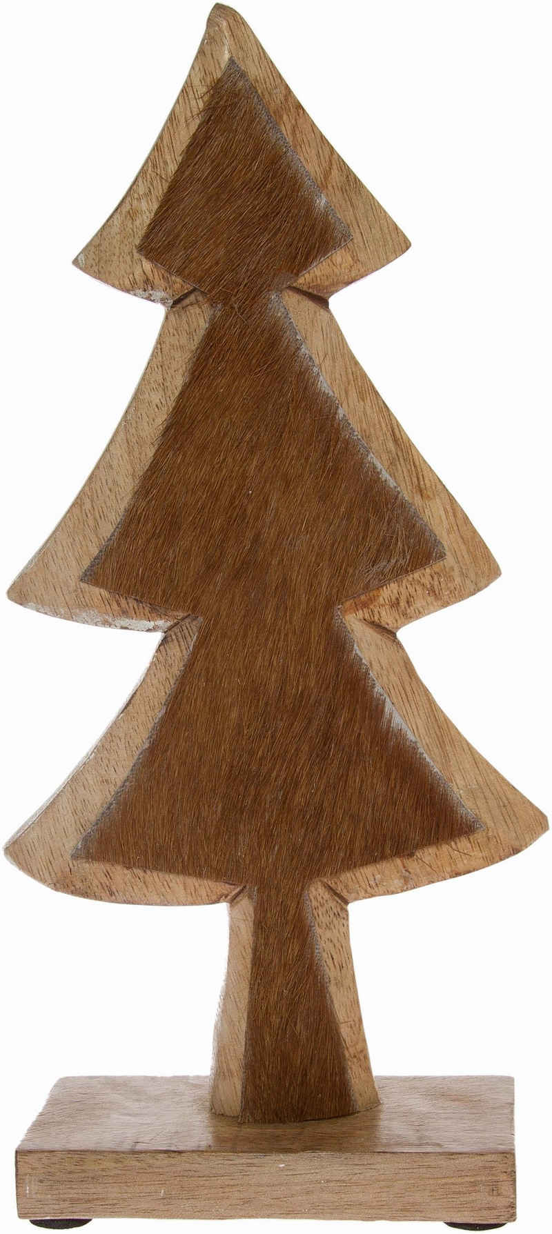 Myflair Möbel & Accessoires Dekobaum aus Holz, mit Fell-Dekoration, Weihnachtsdeko