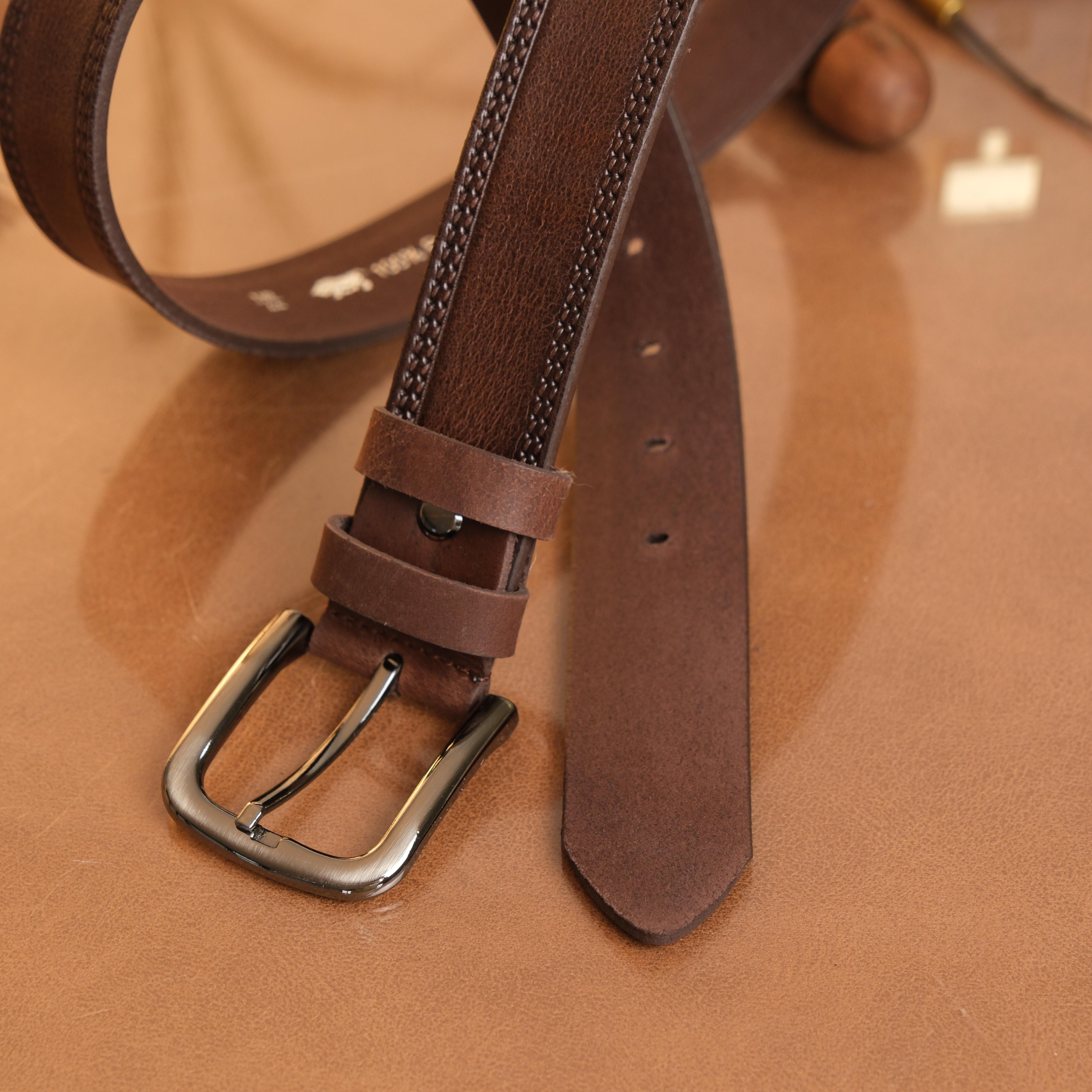 herémood Ledergürtel Gürtel Herren 4cm breit Ledergürtel Jeans Premium Geschenke für Männer (100 % Echtleder Gürtel handgefertigt, hochwertig verarbeitet, kürzbar, 1-St., Braun 120 cm – 4 cm breit – echtes, robustes Büffelleder, langlebig) Brauner Gürtel Herren – robust & edel, ideales Herrengeschenk