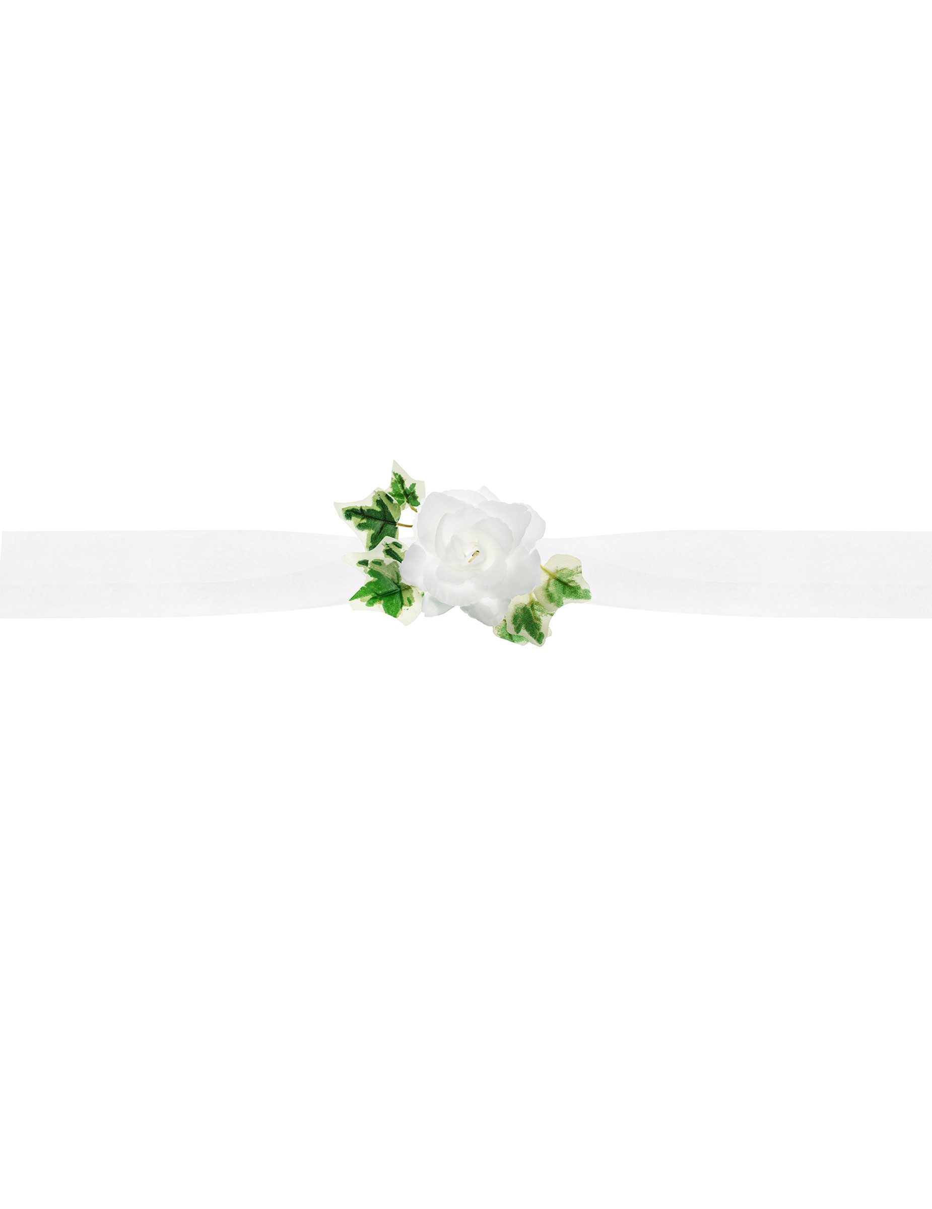 partydeco Kostüm Autoschmuck Tüll Rosen Set für Hochzeitsauto 1,7 m weiß