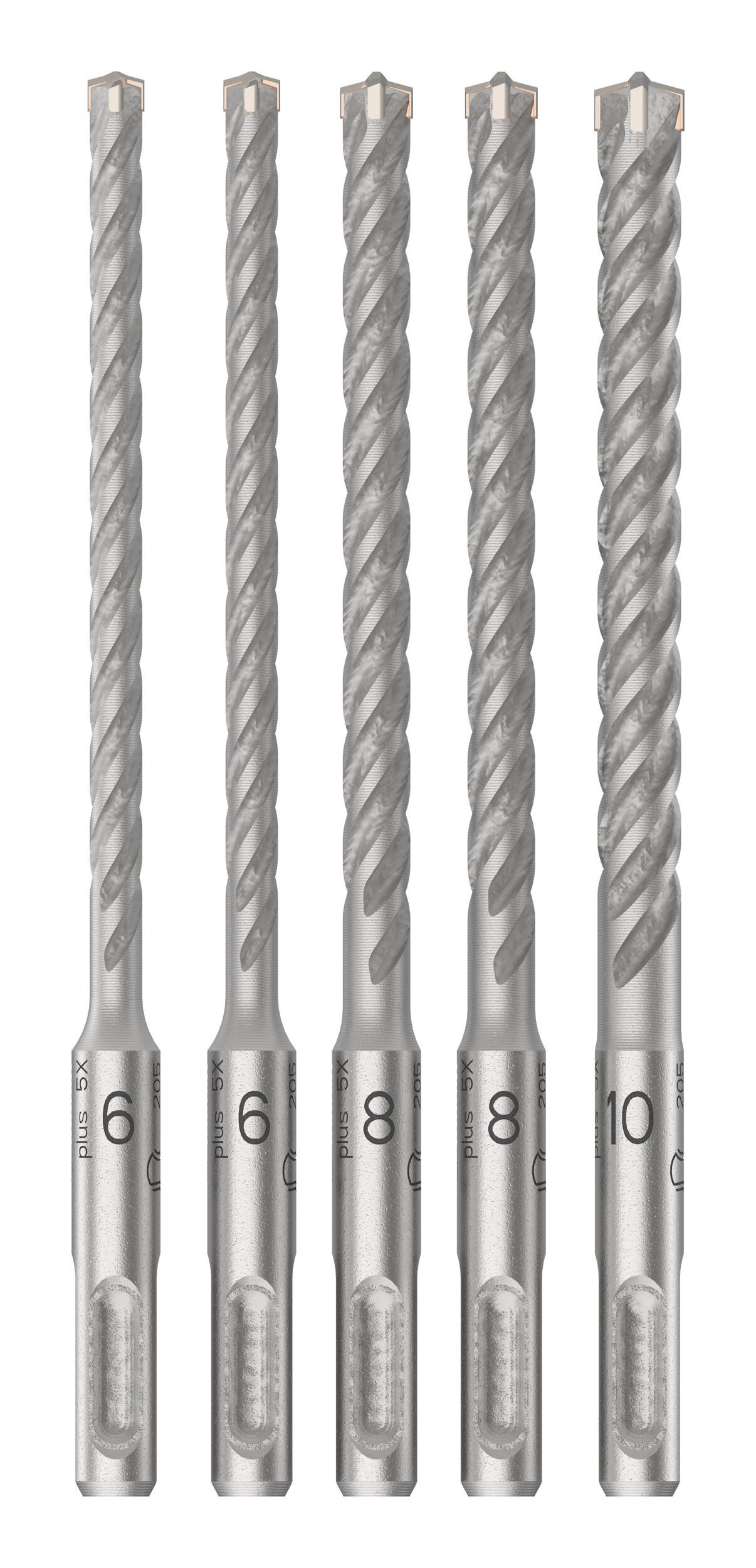 BOSCH Universalbohrer Pro SDS plus-5X, (5 Teile), SDS plus-5X Hammerbohrer-Set, 6/6/8/8/10 mm, 5-teilig