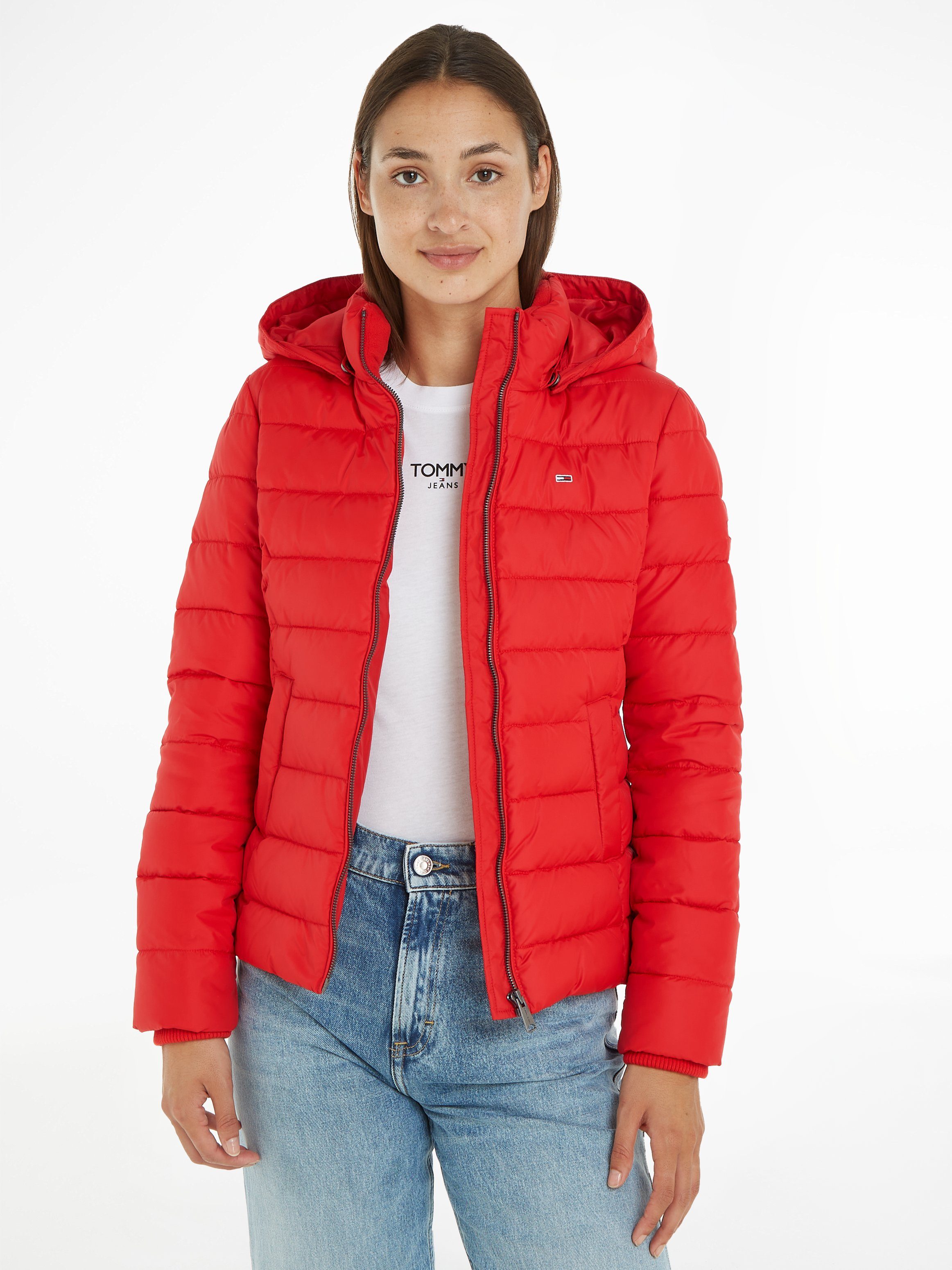 Tommy Jeans Steppjacke TJW BASIC HOODED JACKET mit Aufhänger am Kragen