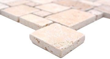 Mosani Bodenfliese Naturstein Mosaikfliesen Terrasse Travertin beige