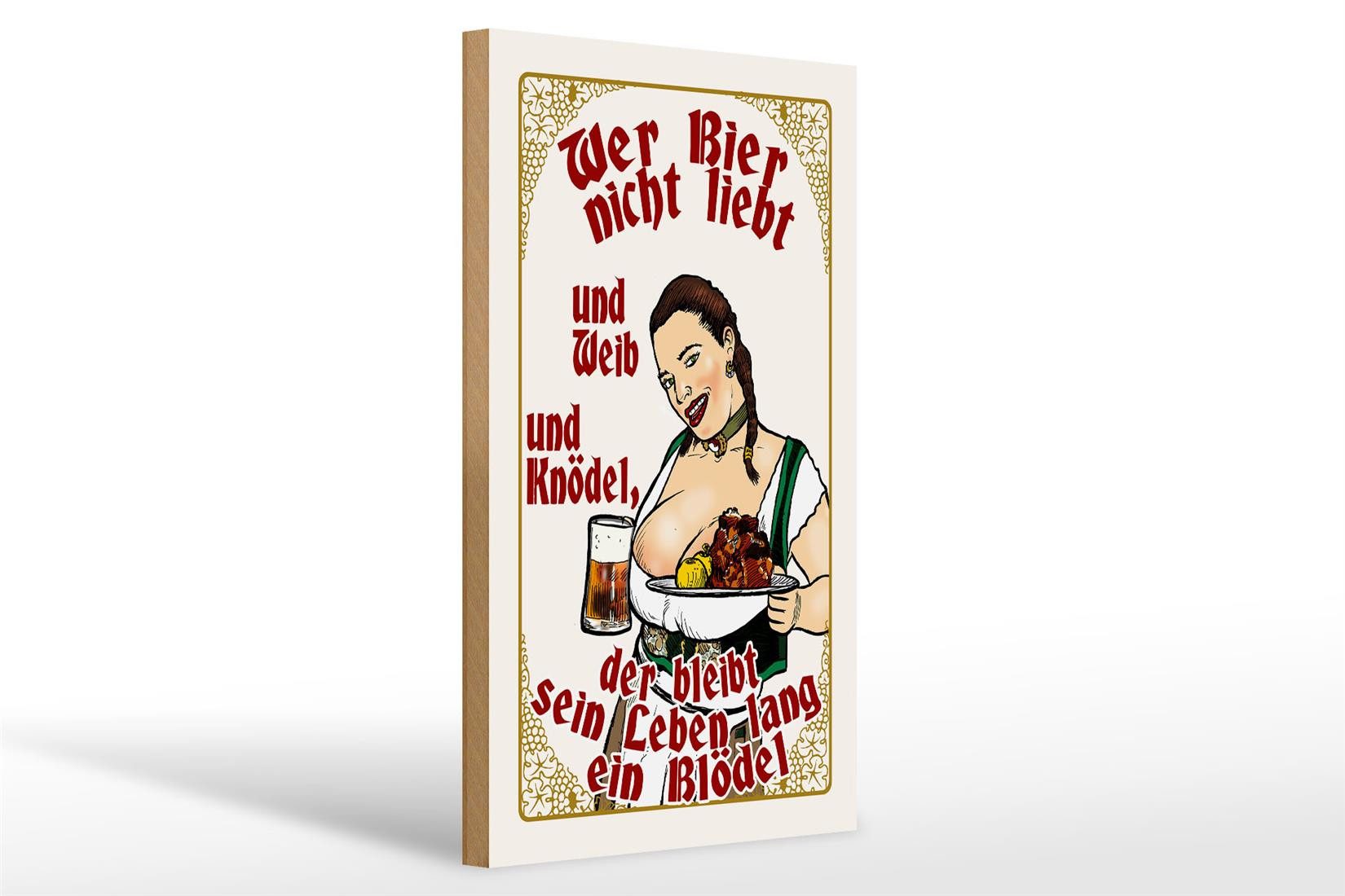 Holzbild Pinup 20x30cm wer Bier nicht liebt ein Blödel