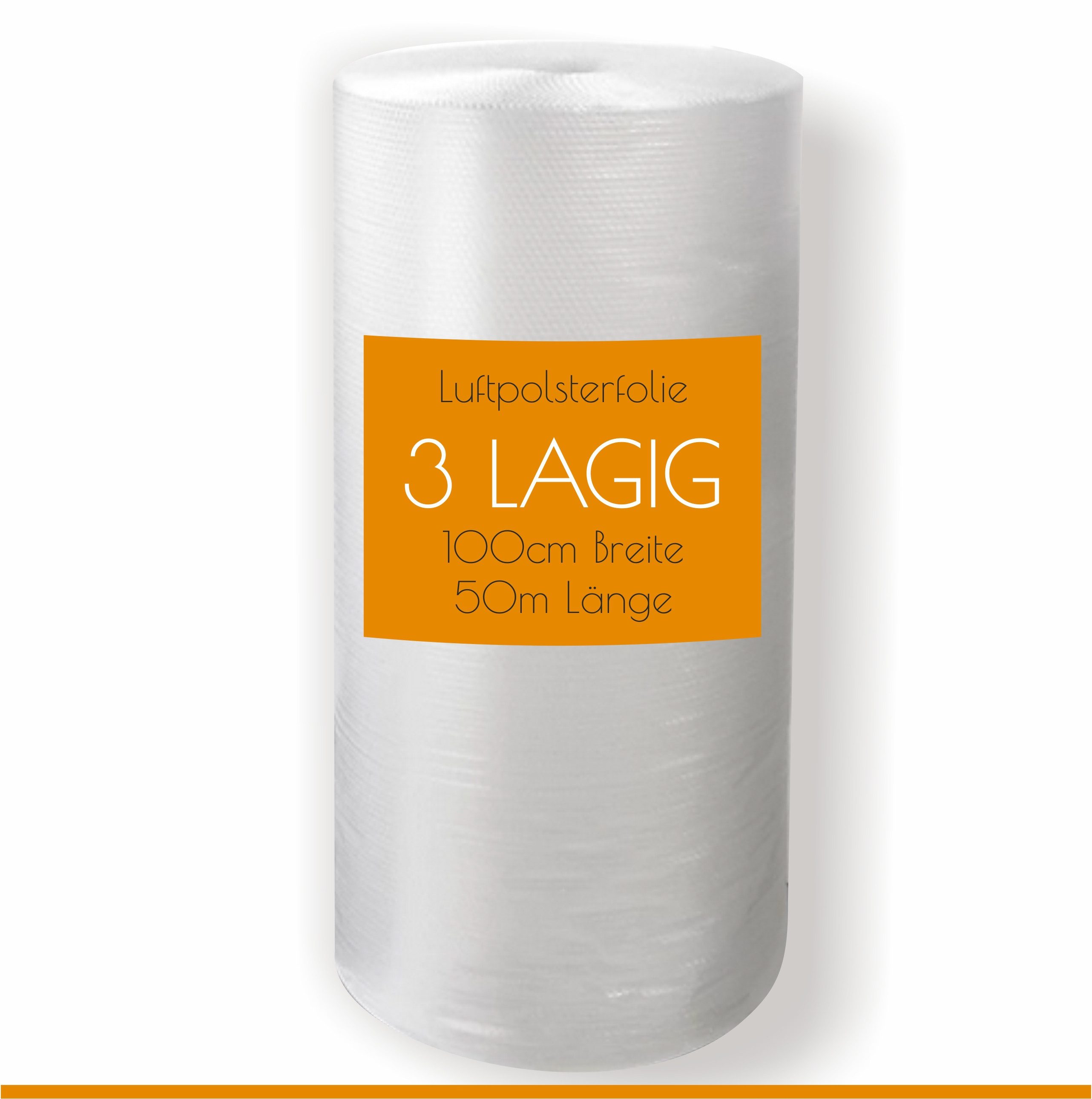 LPF dieLUFTPOLSTERFOLIE Schutzfolie Luftpolsterfolie 3 lagig 100cm x 50m Verpackungsfolie Rolle