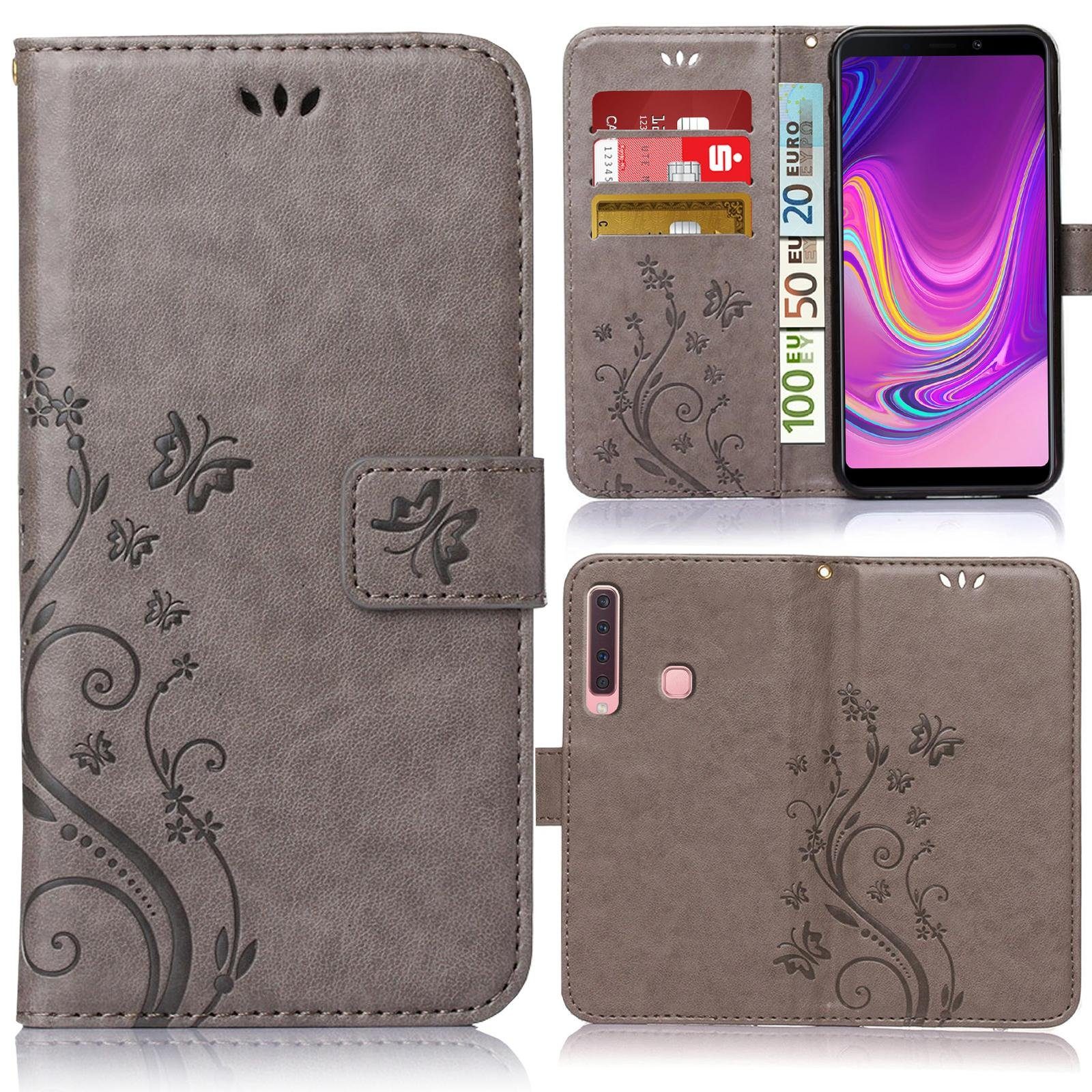 Numerva Handyhülle Bookstyle Flower für Samsung Galaxy A50, Handy Tasche Schutzhülle Klapphülle Flip Cover mit Blumenmuster