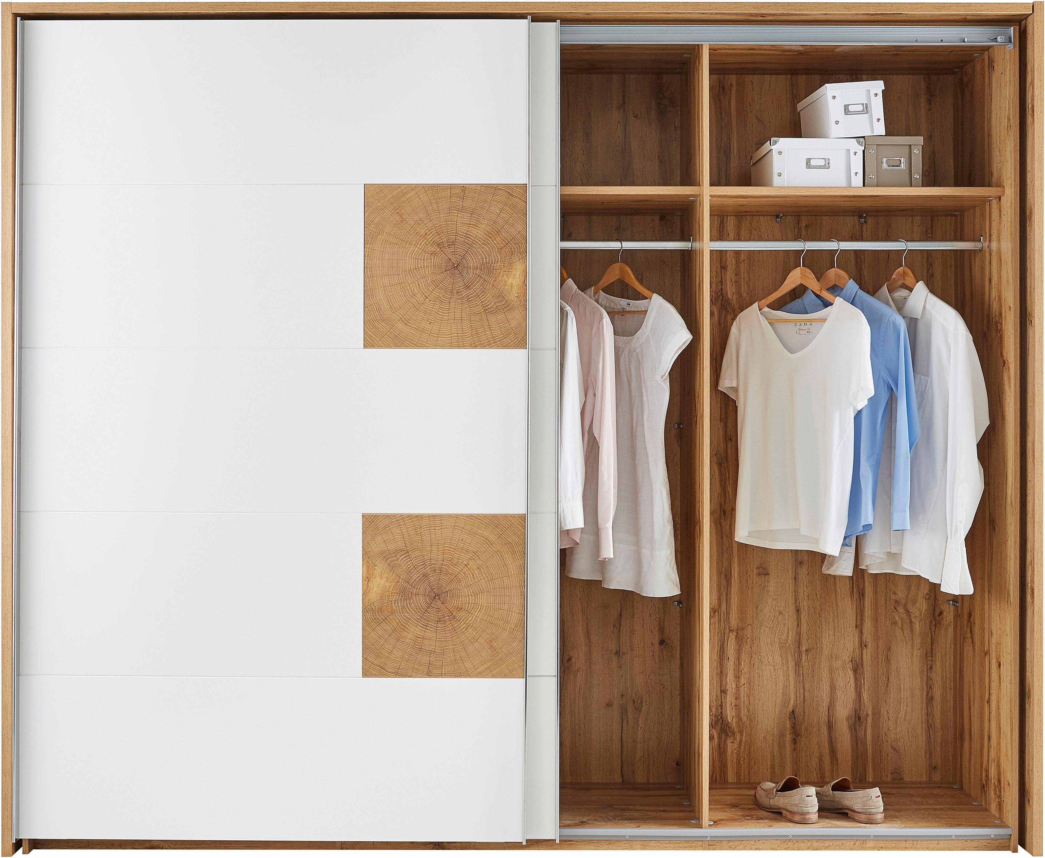 Schlafkontor Schwebetürenschrank Capri Fronten mit edlen Applikationen in Hirnholz-Dekor