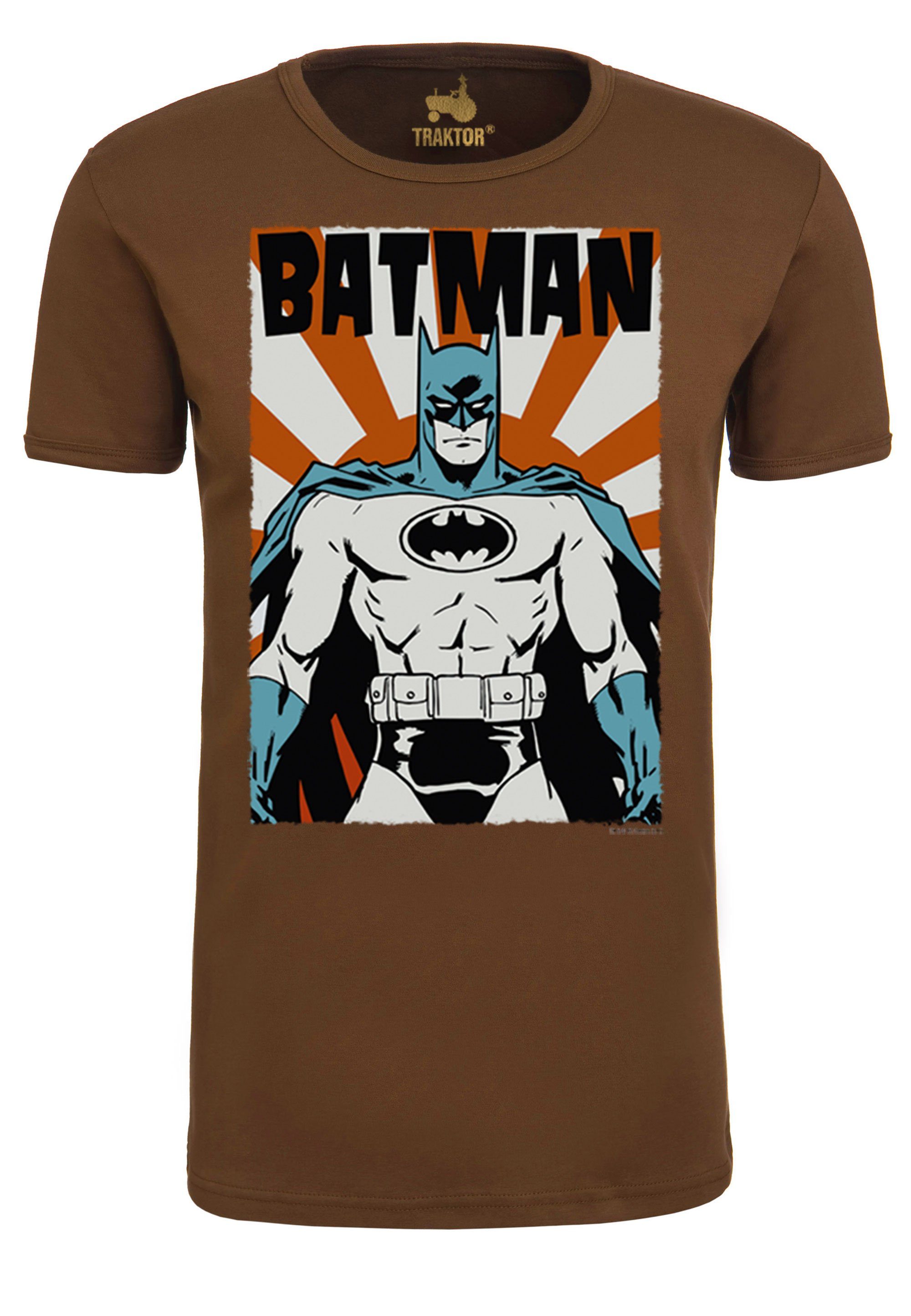 braun Poster T-Shirt Batman - LOGOSHIRT trendigem mit Superhelden-Print