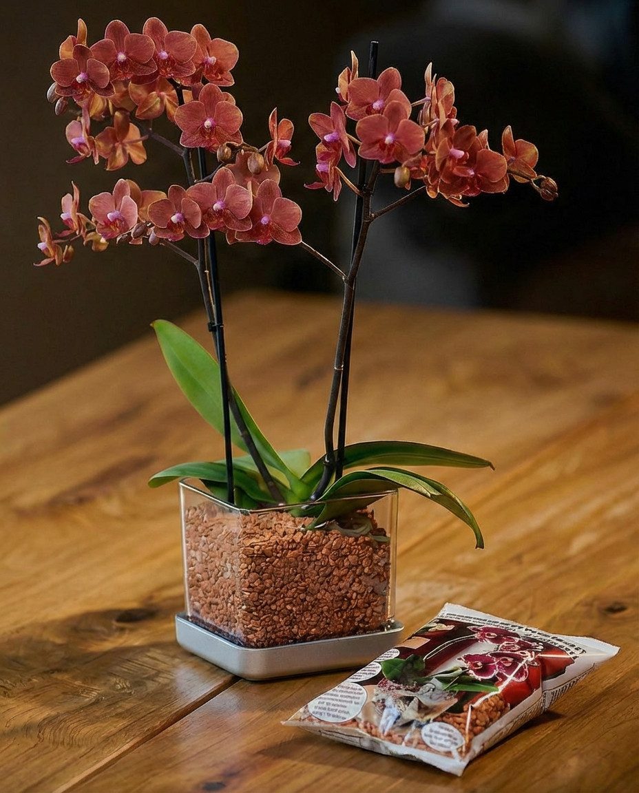 colomi Blumentopf ColomiCare Orchideentopf transparent + 1 L Orchideengranulat – Set (Spar-Set, 1x Orchideentopf 1x 1Liter Orchideengranulat)