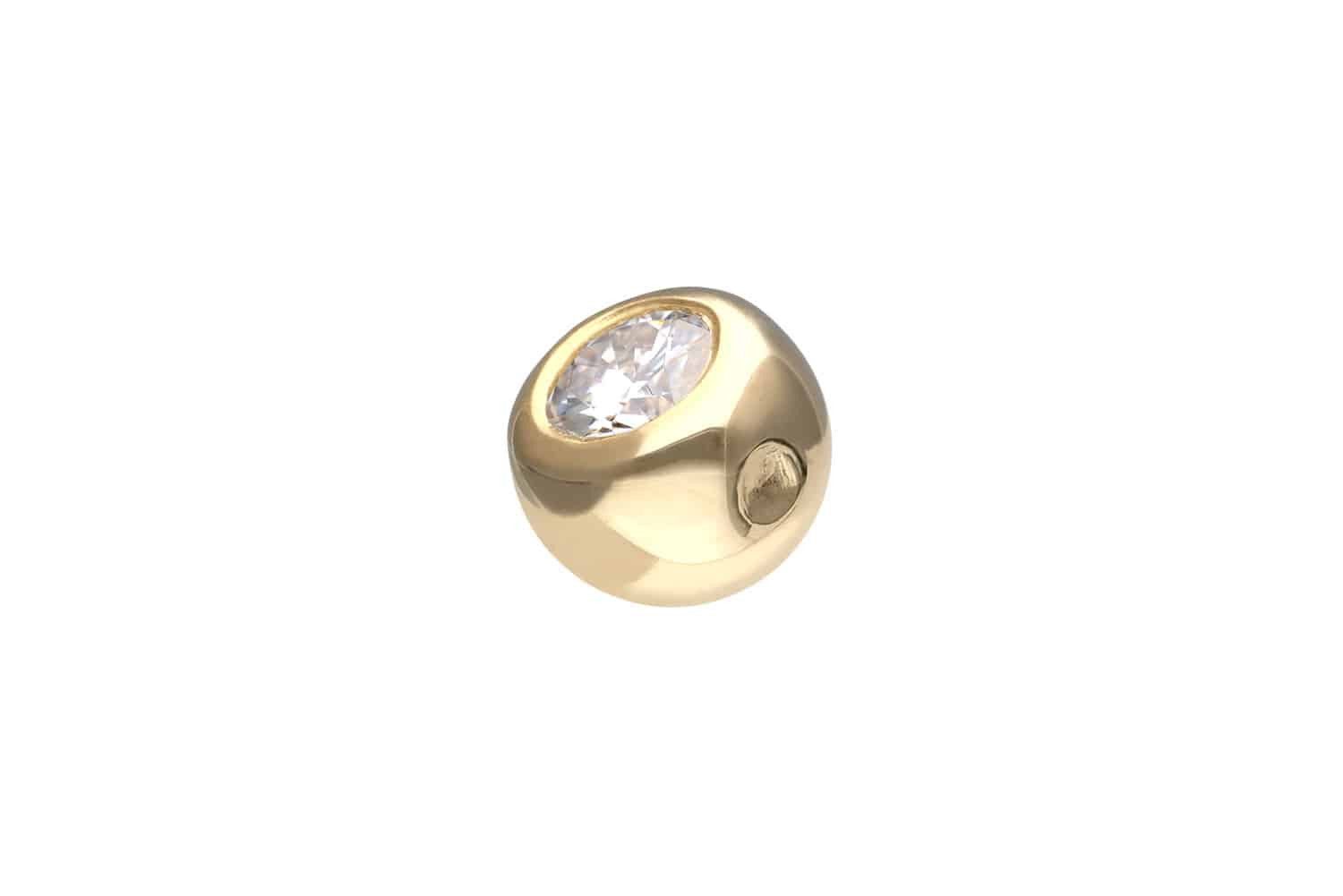 PIERCINGLINE Piercing-Set 14/18 Karat Gold Klemmkugel MOISSANIT (Klemm-Aufsätze, 1-tlg)