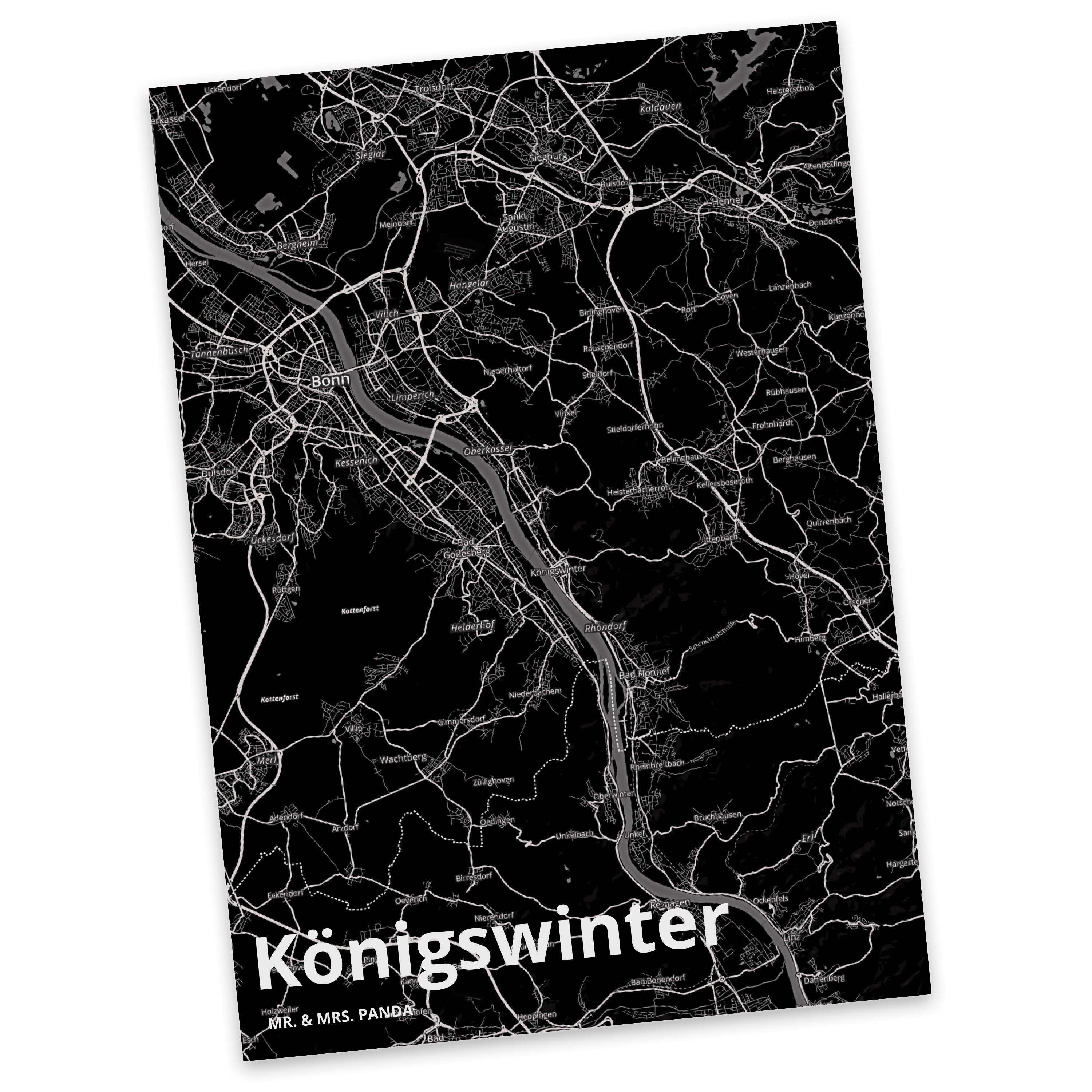 Postkarte & Mrs. Mr. Gr Königswinter Stadt, Panda Ansichtskarte, Ort, Geschenkkarte, - Geschenk,