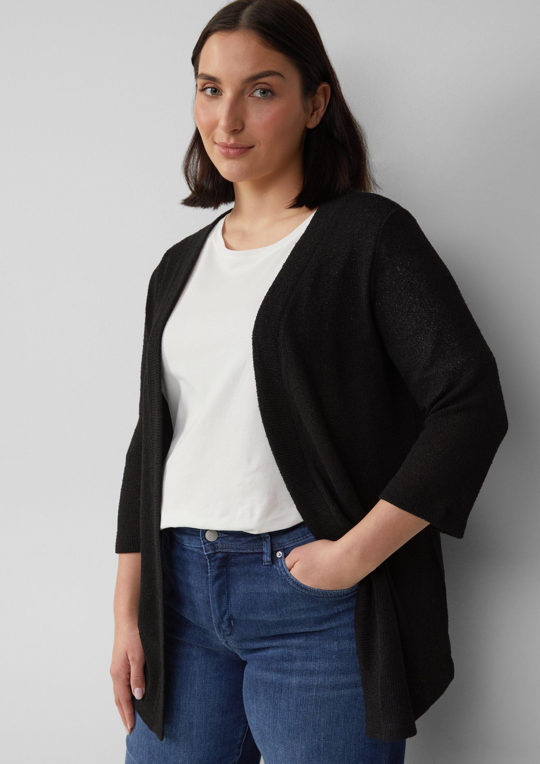 s.Oliver Cardigan Indoor-Jacke Cardigan aus Bouclégarn mit 3/4-Ärmeln günstig online kaufen