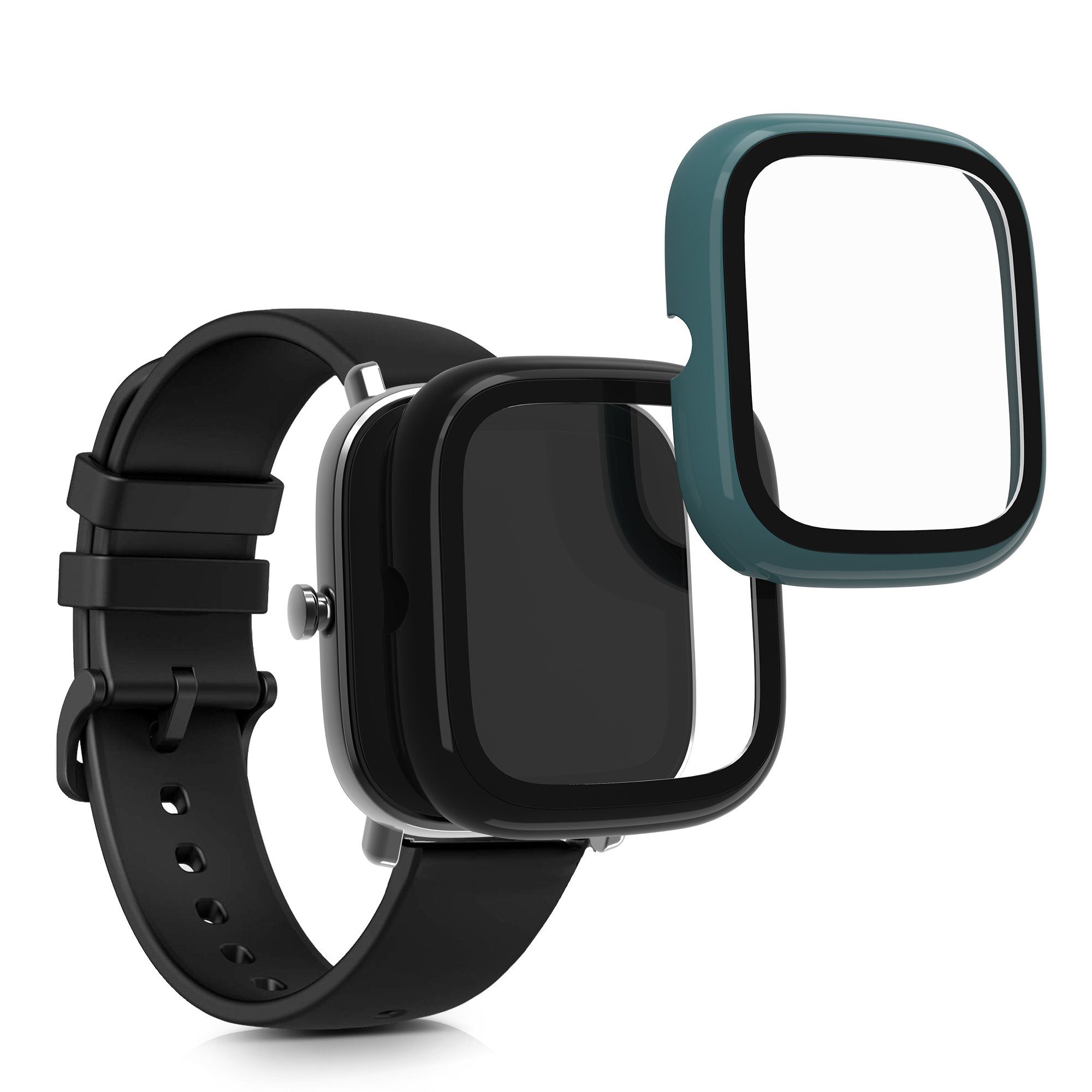 kwmobile Smartwatch-Hülle 2x Hülle für Huami Amazfit GTS 2 Mini, Fullbody  Fitnesstracker Glas Cover Case Schutzhülle Set
