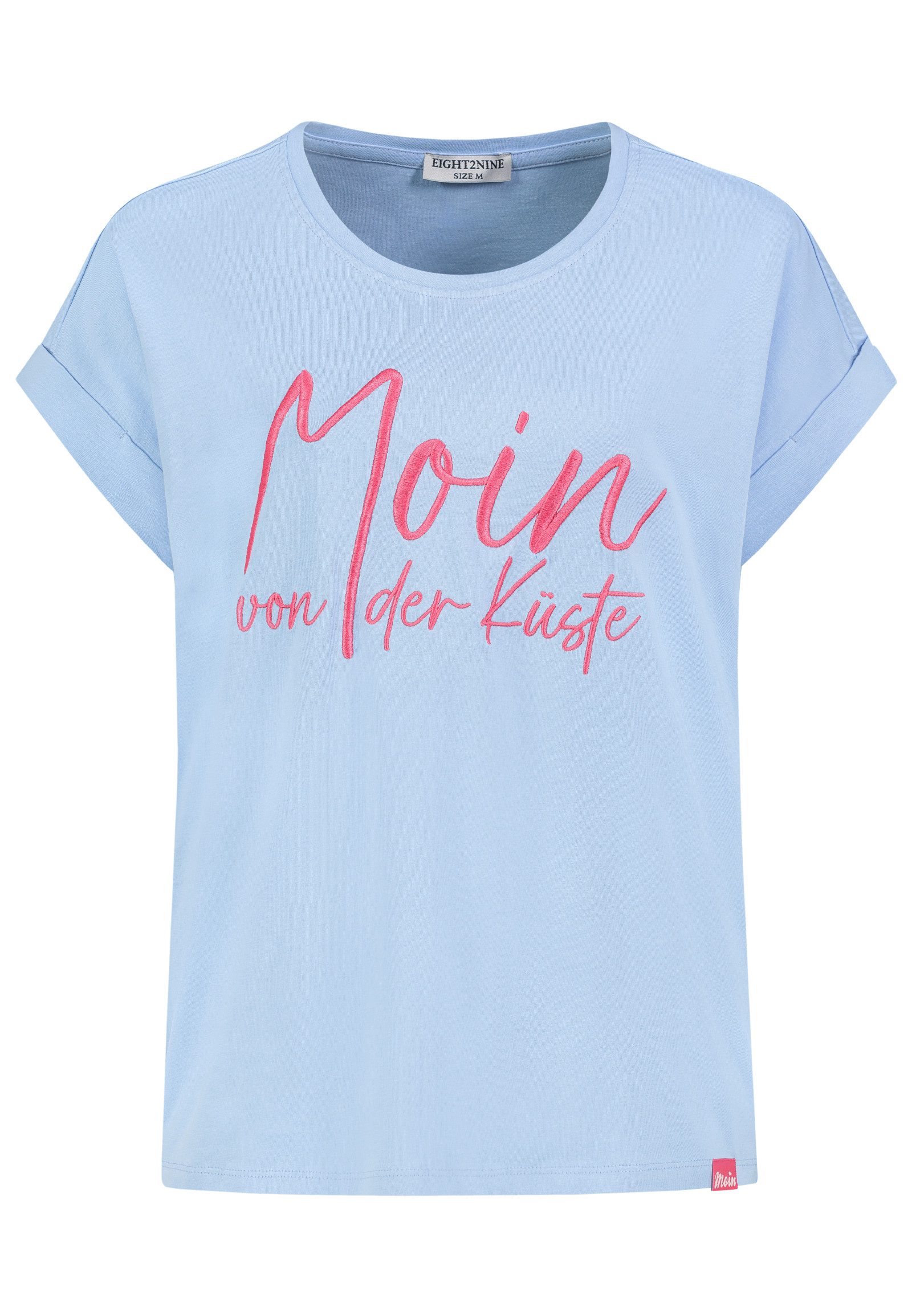 Eight2Nine T-Shirt Damen Baumwoll T-Shirt im Marine Look Kurzarmshirt mit maritimen Statement Prints