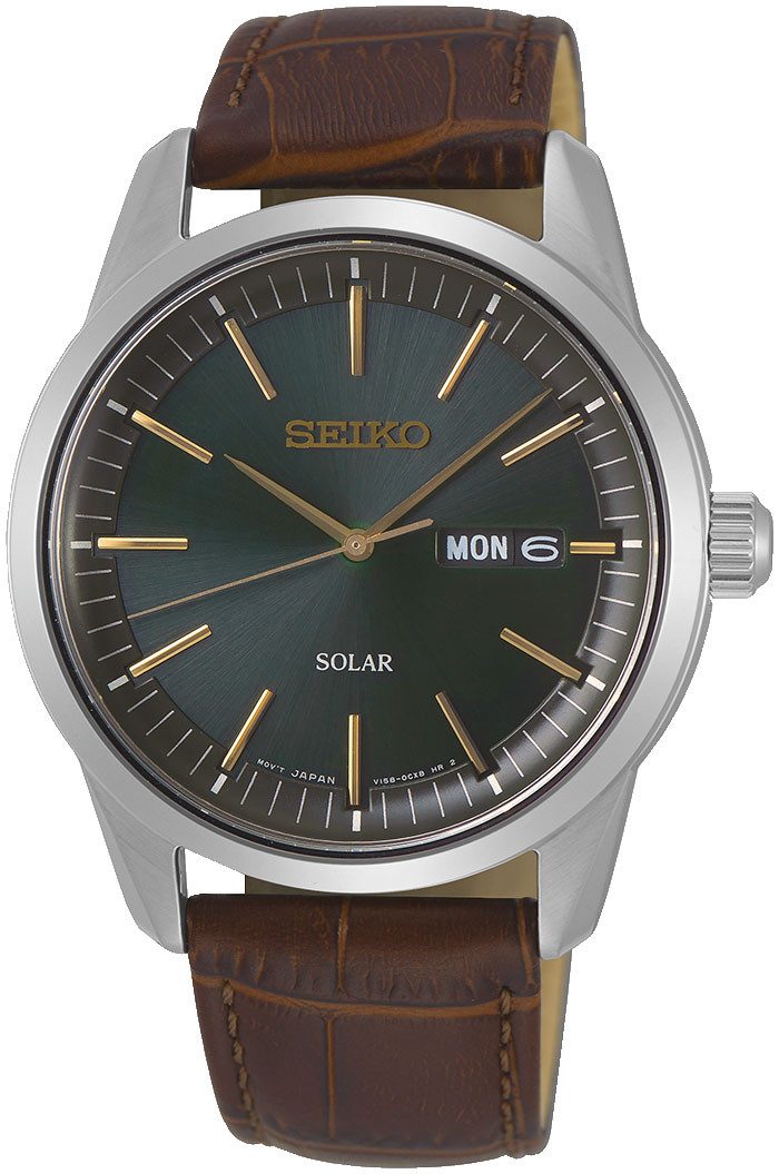 Seiko Solaruhr SNE529P1, Armbanduhr, Herrenuhr, Datum, Saphirglas, Lederarm günstig online kaufen