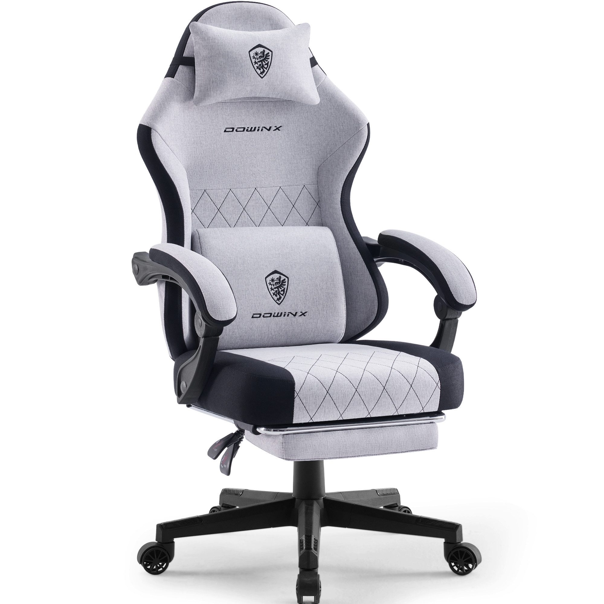 Dowinx Gaming-Stuhl Lendenwirbelstütze Bürostuhl mit Fußstütze für Erwachsene (Packung), Ergonomischer Gaming Sessel Groß und Hoch für Office Gaming 135KG