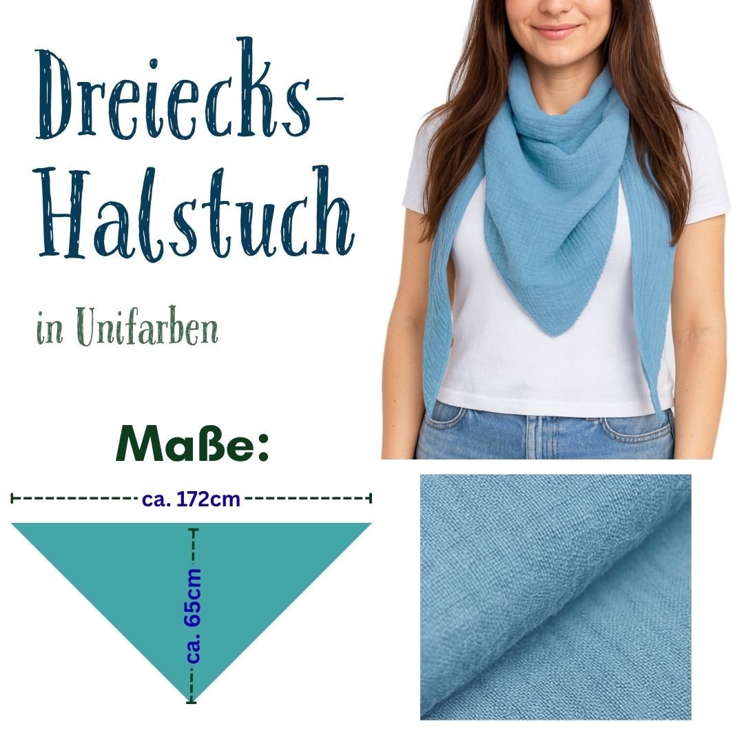 dy_mode Dreieckstuch Damen Dreieckstuch Halstuch Baumwolle Dreiecksschal Schal in Unifarben, in Unifarbe