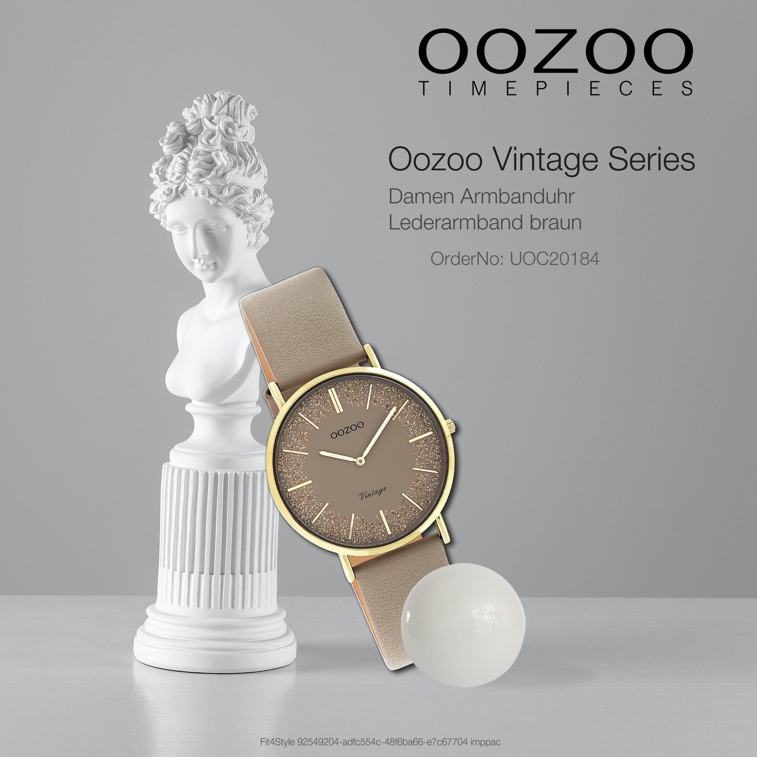 OOZOO Quarzuhr Oozoo Damen Armbanduhr mittel Damenuhr 32mm) (ca. Lederarmband, Vintage rund, Fashion-Style Series