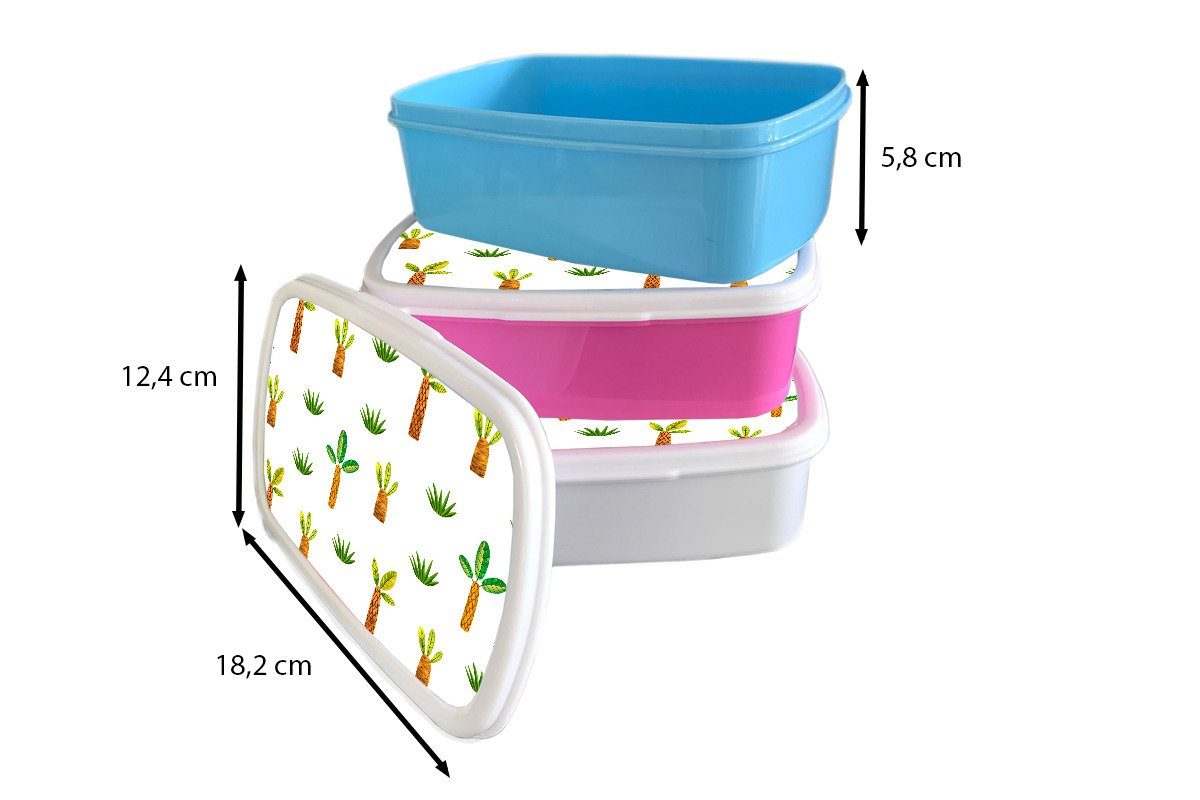 Brotdose - Kinder, Lunchbox Baum, Dschungel Erwachsene, (2-tlg), Mädchen, MuchoWow rosa Brotbox Gras für Kunststoff Kunststoff, Snackbox, -