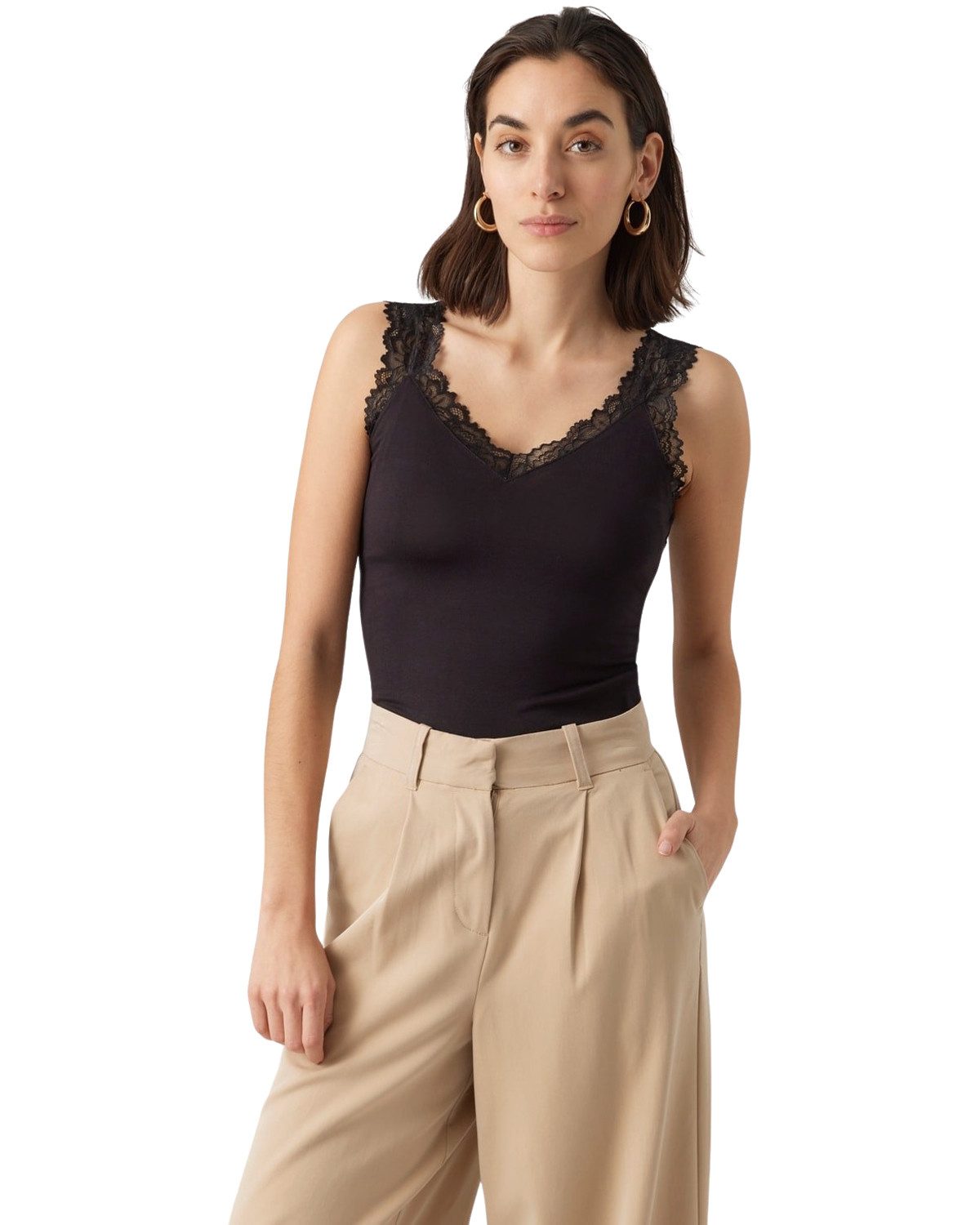 Vero Moda Spitzentop (Set, 2er-Pack) Basic Tank Top Unifarben im Doppelpack