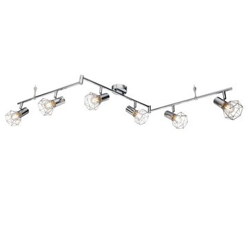 etc-shop LED Deckenleuchte, Leuchtmittel nicht inklusive, Decken Spotleiste aus Chrom 6 flammig Deckenlampe Spotstrahler