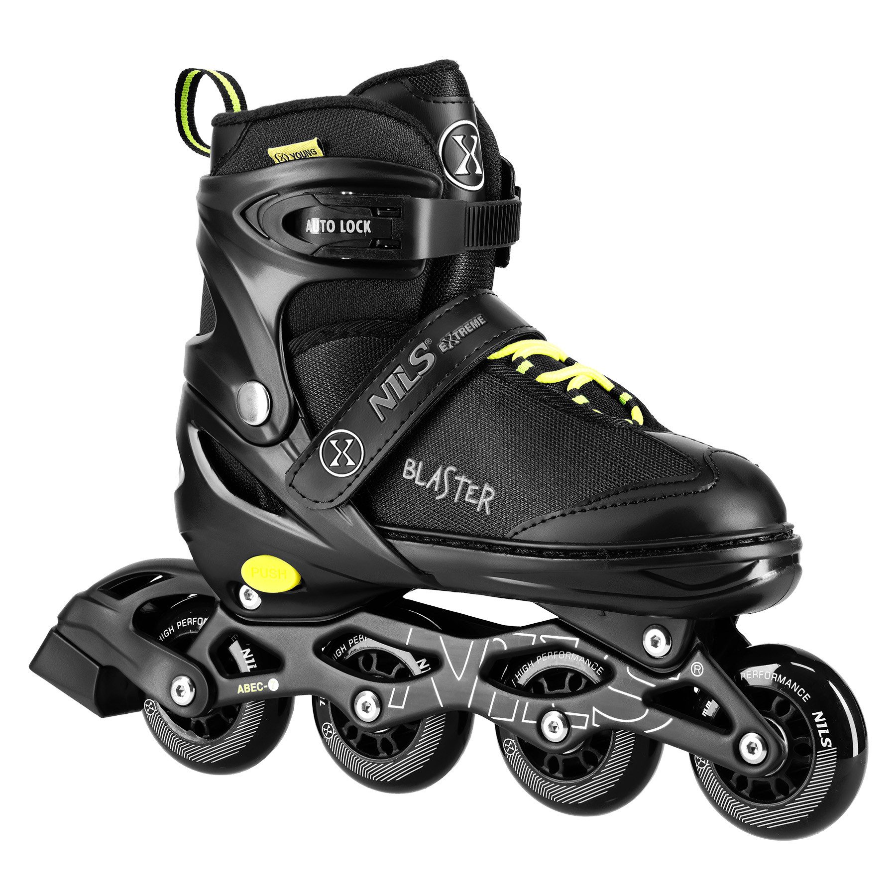 NILS EXTREME Роликові ковзани Inliner schwarz verstellbare Inline Ролики Größen 31-42, größenverstellbar & dadurch mitwachsend