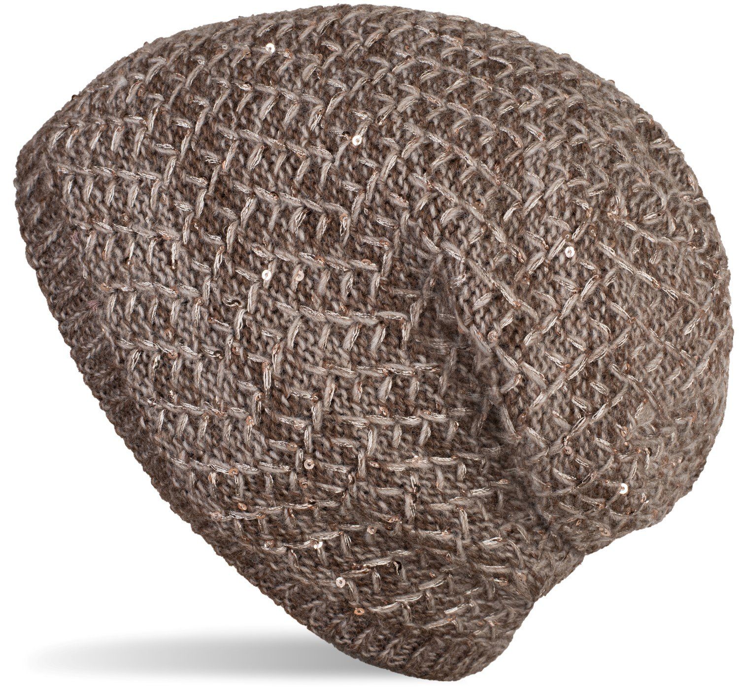 Strickmütze Strick Beanie Mütze mit Pailletten