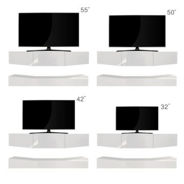 BlingBin TV-Schrank Hochglanz-Weiß Hängend TV Stand Breite 180CM mit LED-Beleuchtung, Mit drei großen Schubladen