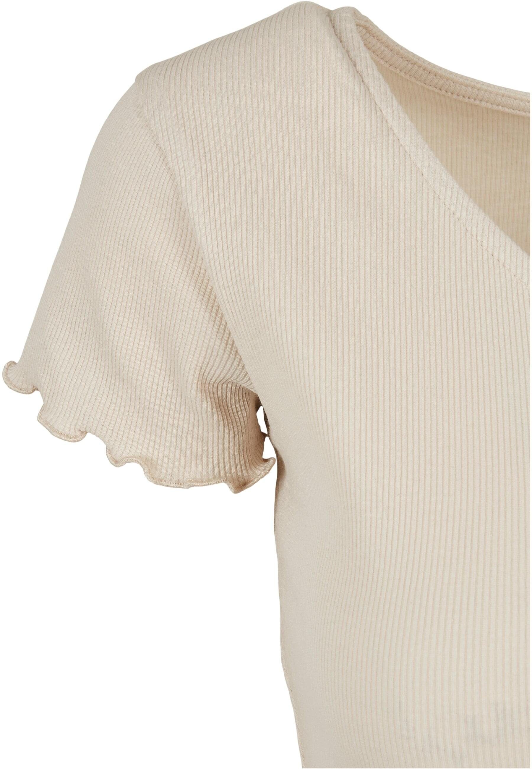 URBAN CLASSICS Shirtjacke Cropped Ladies Rib Up Damen softseagrass (1-tlg) Button Tee