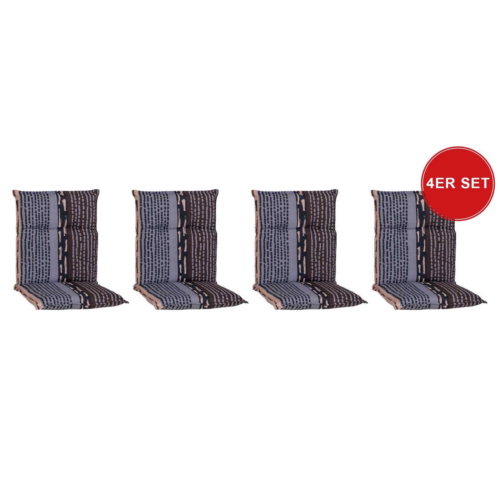 beo Polsterauflage Gartenstuhlauflage Niedriglehner, Sitzkissen Outdoor, wetterfest, (Spar-Set, 4 Auflagen), Niederlehner, Stuhlkissen, Sitzauflage, wasserabweisend, atmungsaktiv