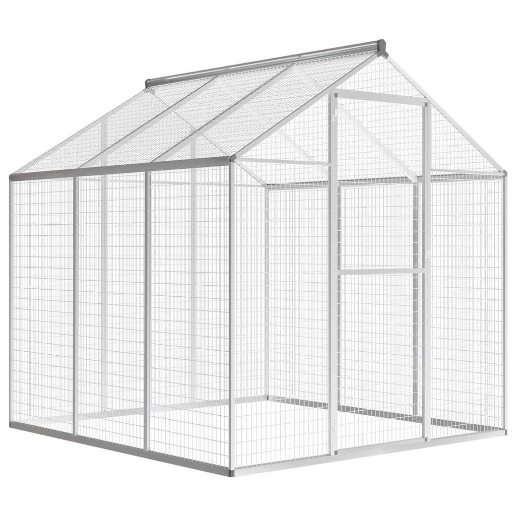 furnicato Voliere Vogelvoliere Aluminium 183x178x194 cm Grau mit Drehtür