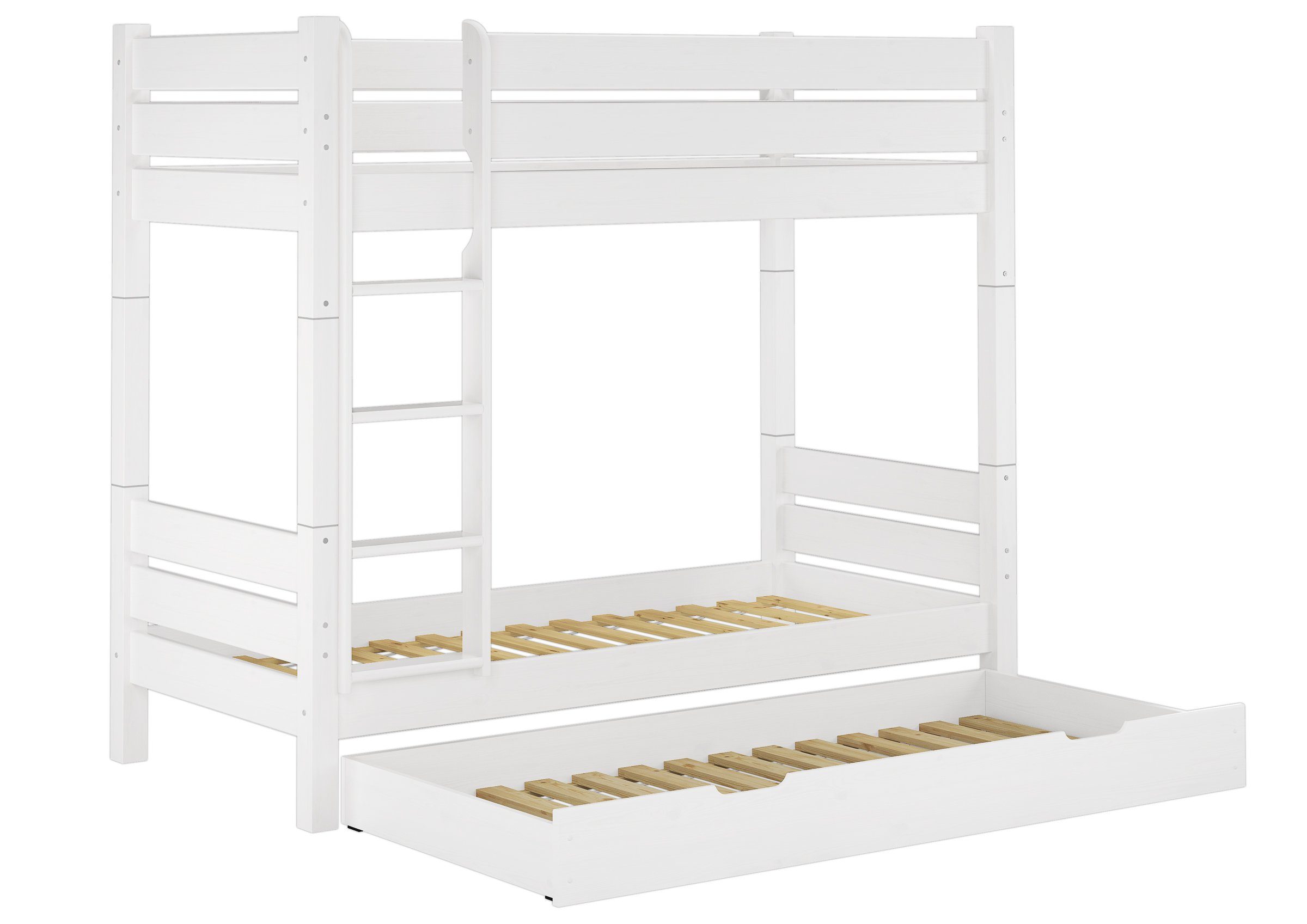 ERST-HOLZ Etagenbett Stockbett für Erwachsene Kiefer Weiß 3 Rollroste 1 Gäs günstig online kaufen
