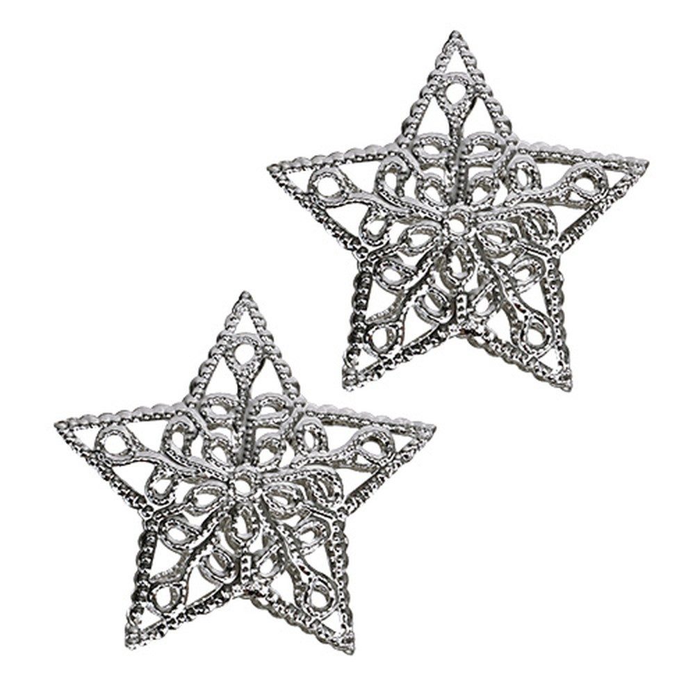 Viana Weihnachtsmann Stern aus Metall Silber 6cm 20 St - Weihnachtsdeko, 20 Stück
