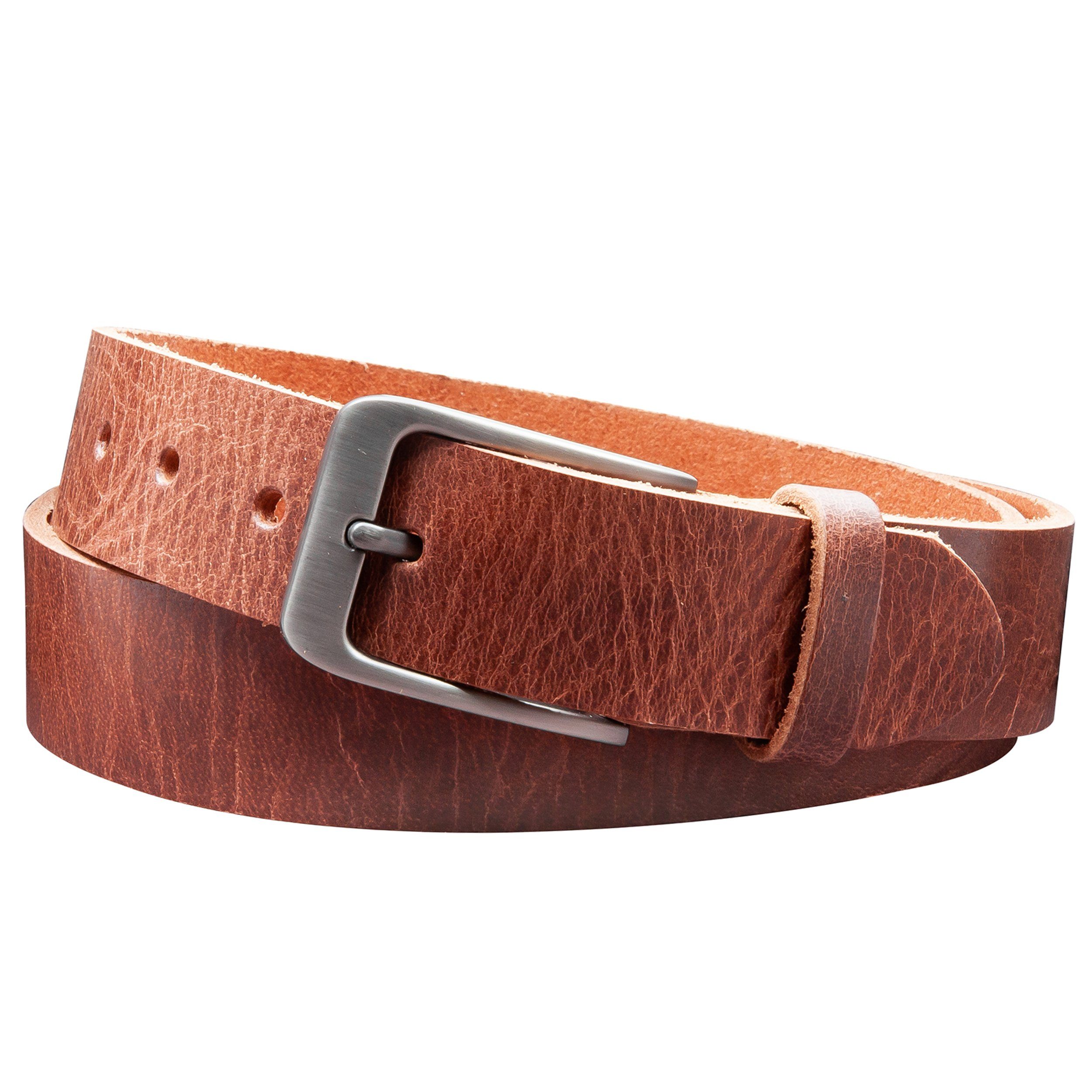 COLOGNEBELT Ledergürtel D11-RL MADE IN GERMANY, Rustikales Design, Dunkelbraun