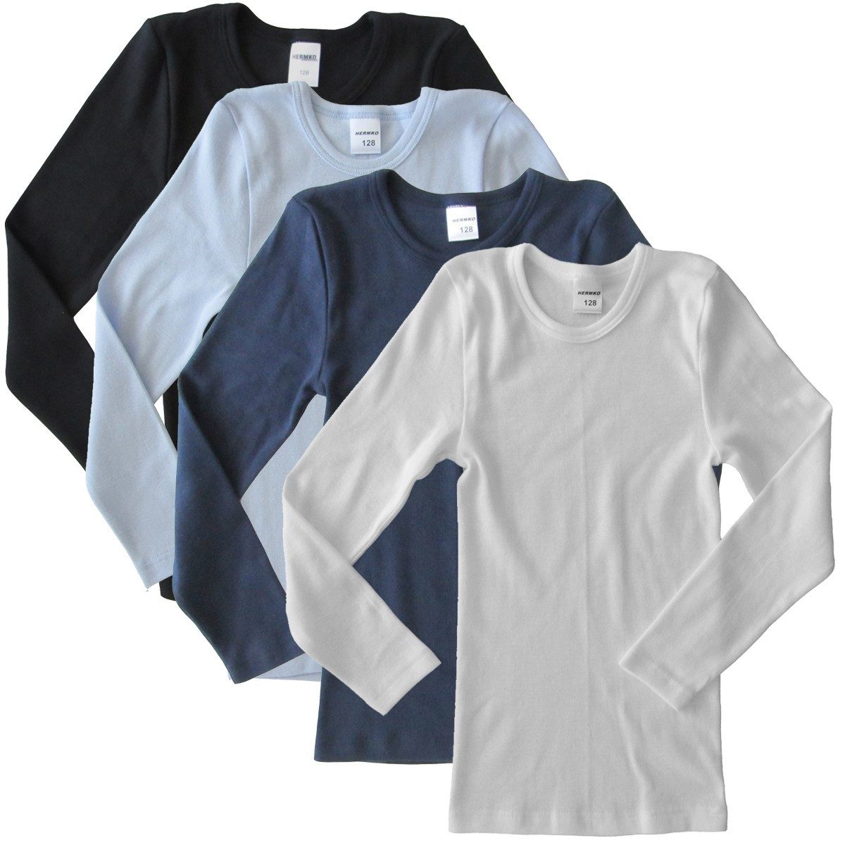 HERMKO Unterziehshirt 2830 Kinder langarm Shirt 100% Bio-Baumwolle Longsleeve Mädchen Jungen – Bild 3 von 3