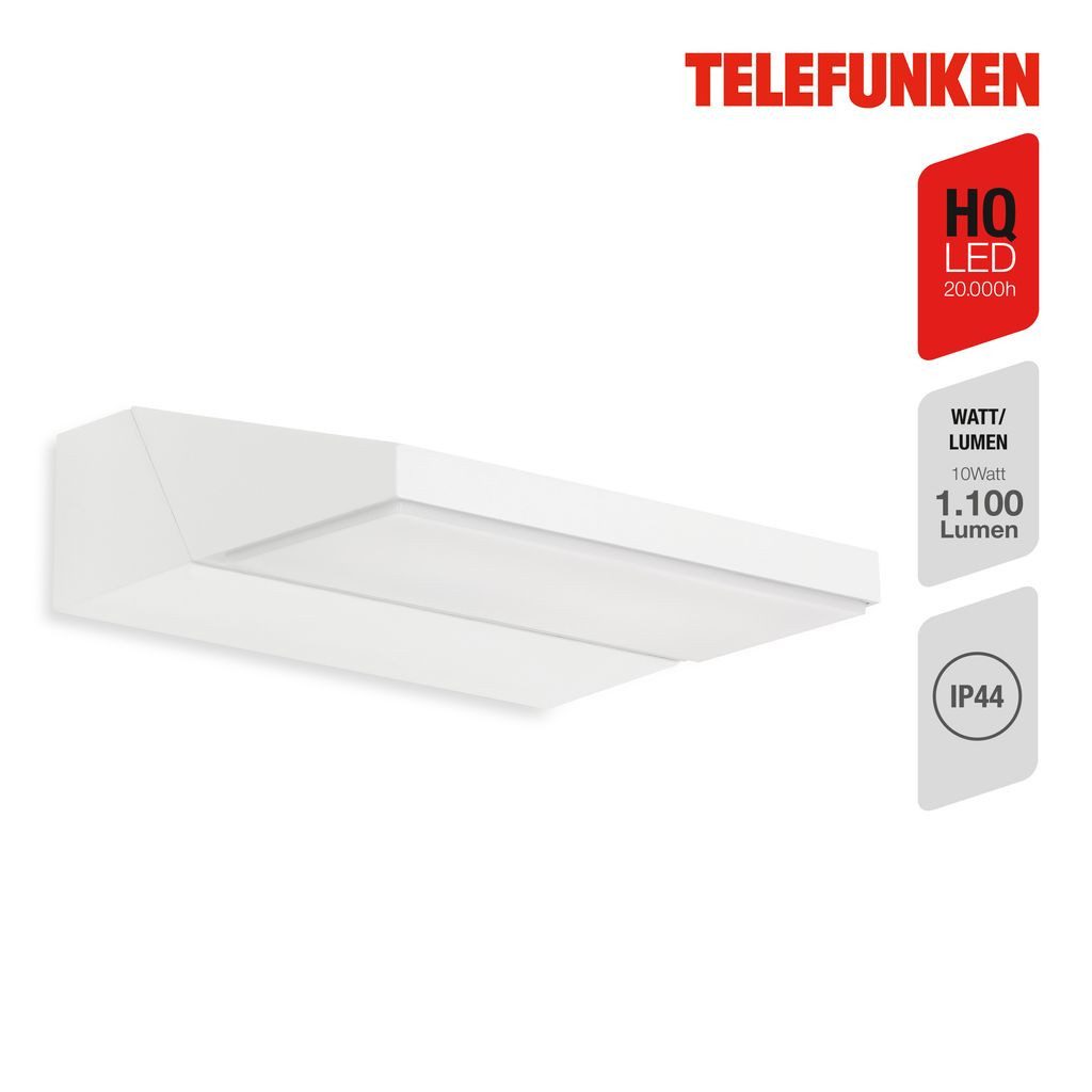 Telefunken Außen-Wandleuchte 312606TF, LED fest integriert, 2700K - Extra-Warmweiß, Außenleuchte DREHBAR IP44 1200lm 17,2x14,1x5,2cm
