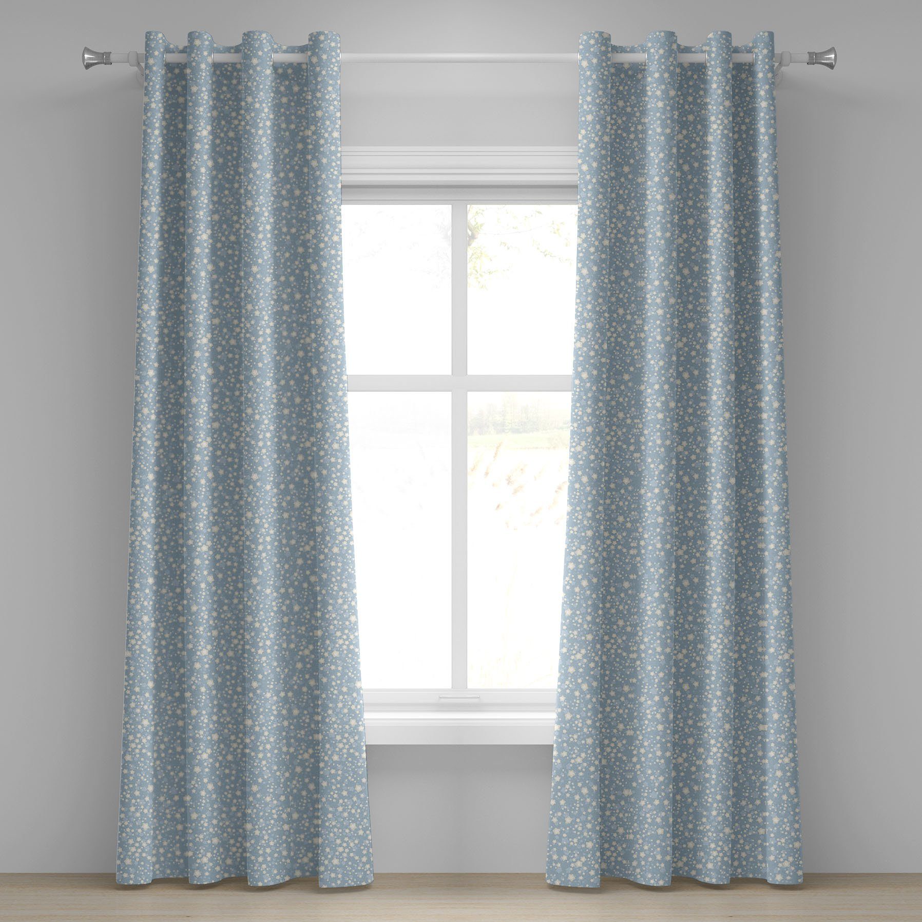 Gardine Dekorative 2-Panel-Fenstervorhänge für Schlafzimmer Wohnzimmer, Abakuhaus, Elfenbein und Blau Nursery Sterne