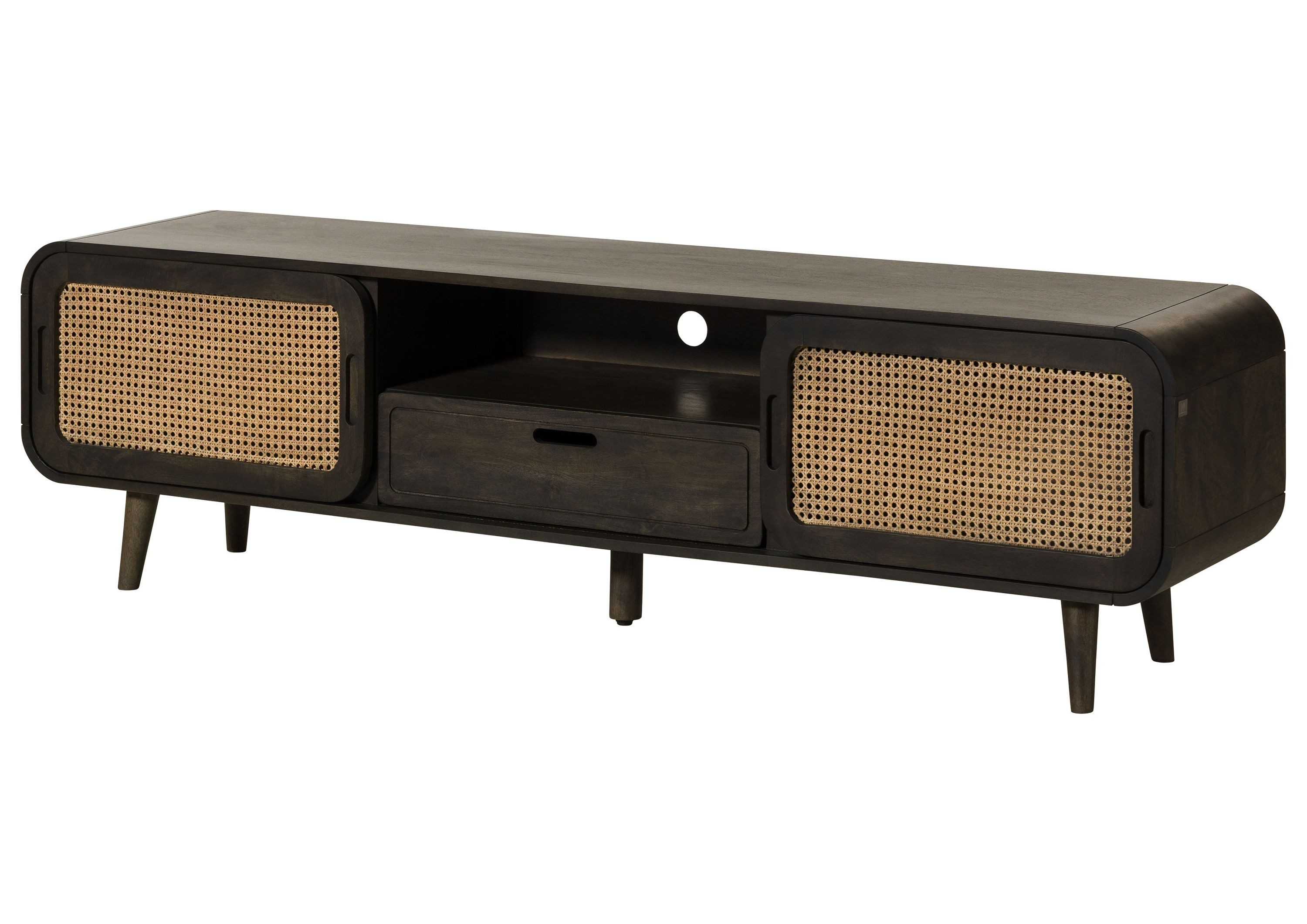 Massivmoebel24 TV-Board VALENCIA (Massivholz), Mango 180x40x50 dunkelgrau lackiert VALENCIA #222