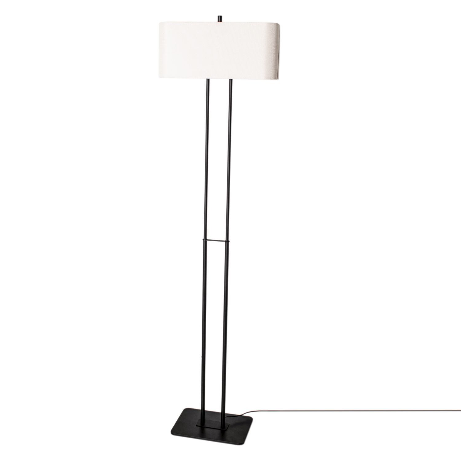 Licht-Erlebnisse Stehlampe HENRIK, ohne Leuchtmittel, klein 150 cm Metall Stoff E27 Schwarz Weiß eckig Modern Standlampe