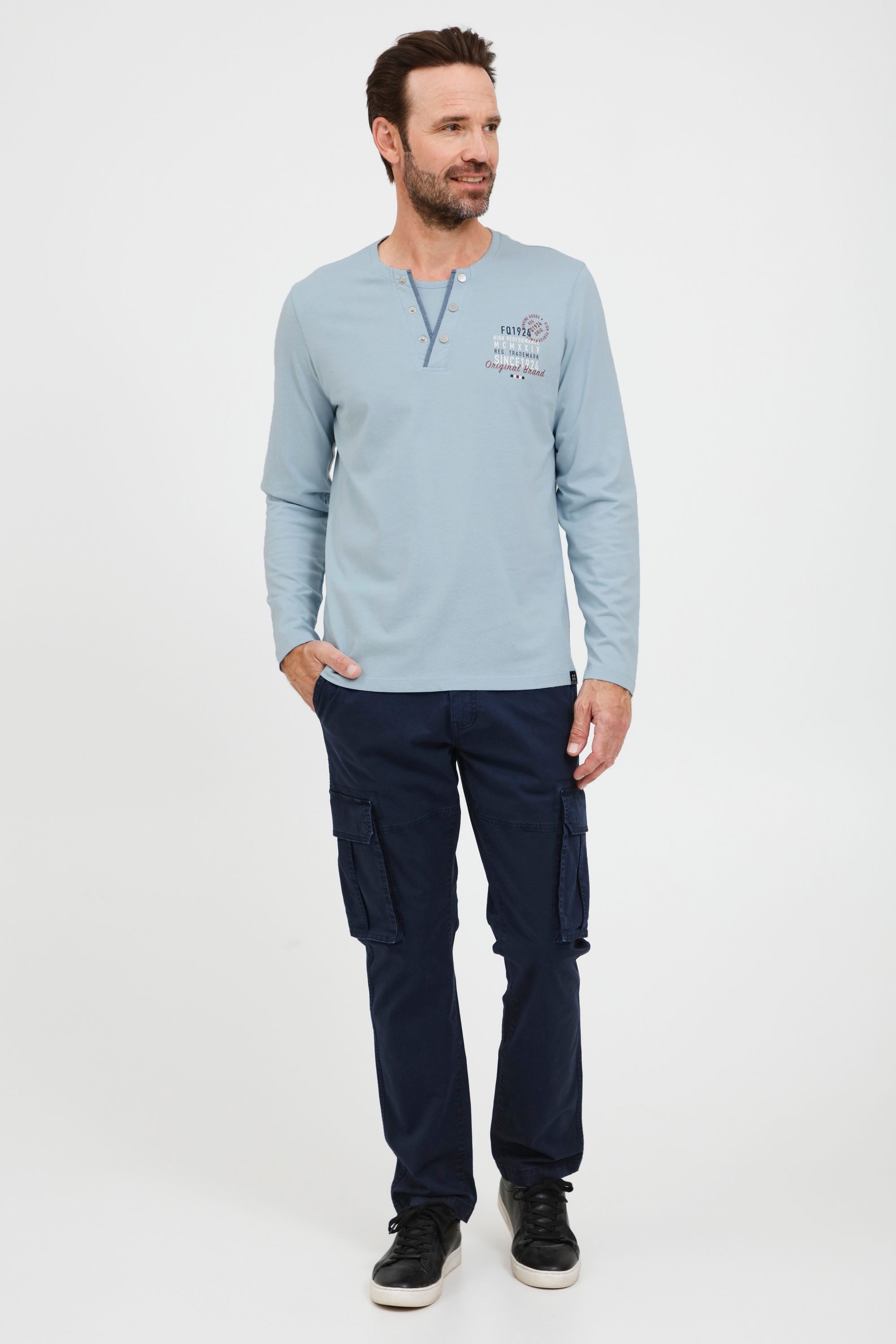 FQ1924 Longsleeve FQRolf Modisches Henleyshirt mit Print günstig online kaufen