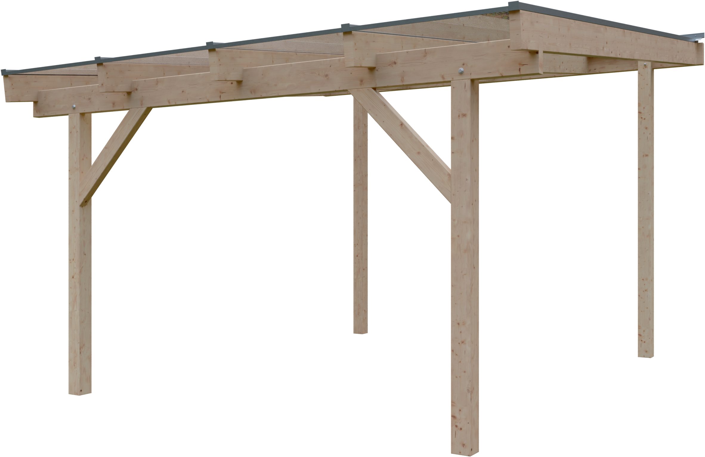KONIFERA Terrassendach Capella, BxT: 409,2x450 cm, Bedachung Hohlkammerplatten, Bausatz aus naturbel. Leimholz mit lichtdurchl. Polycarbonat-Pultdach