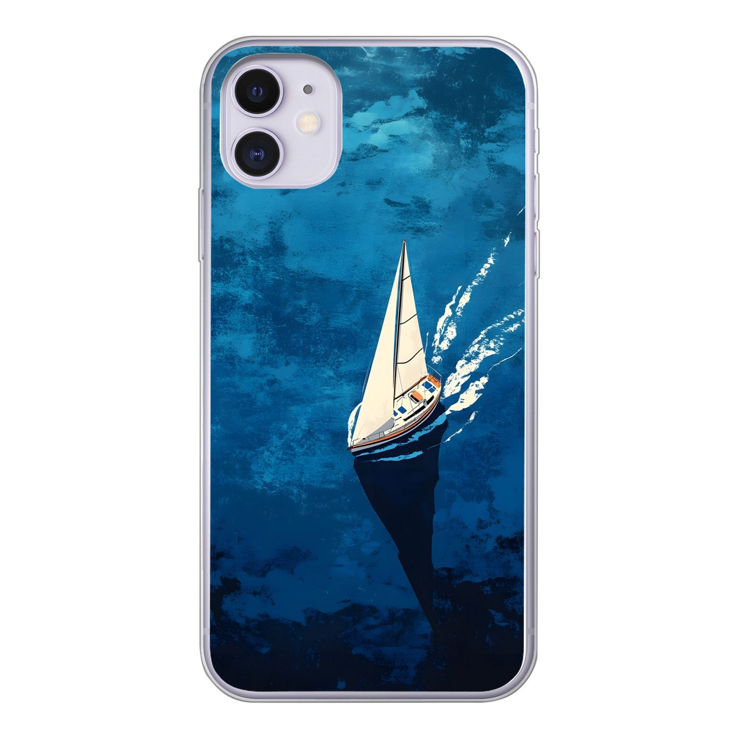 MuchoWow Handyhülle für Apple iPhone 11 Segelboot - Wasser - Abstrakt - Schatten, Smartphone-Bumper, Print, Handy Schutzhülle Dünn