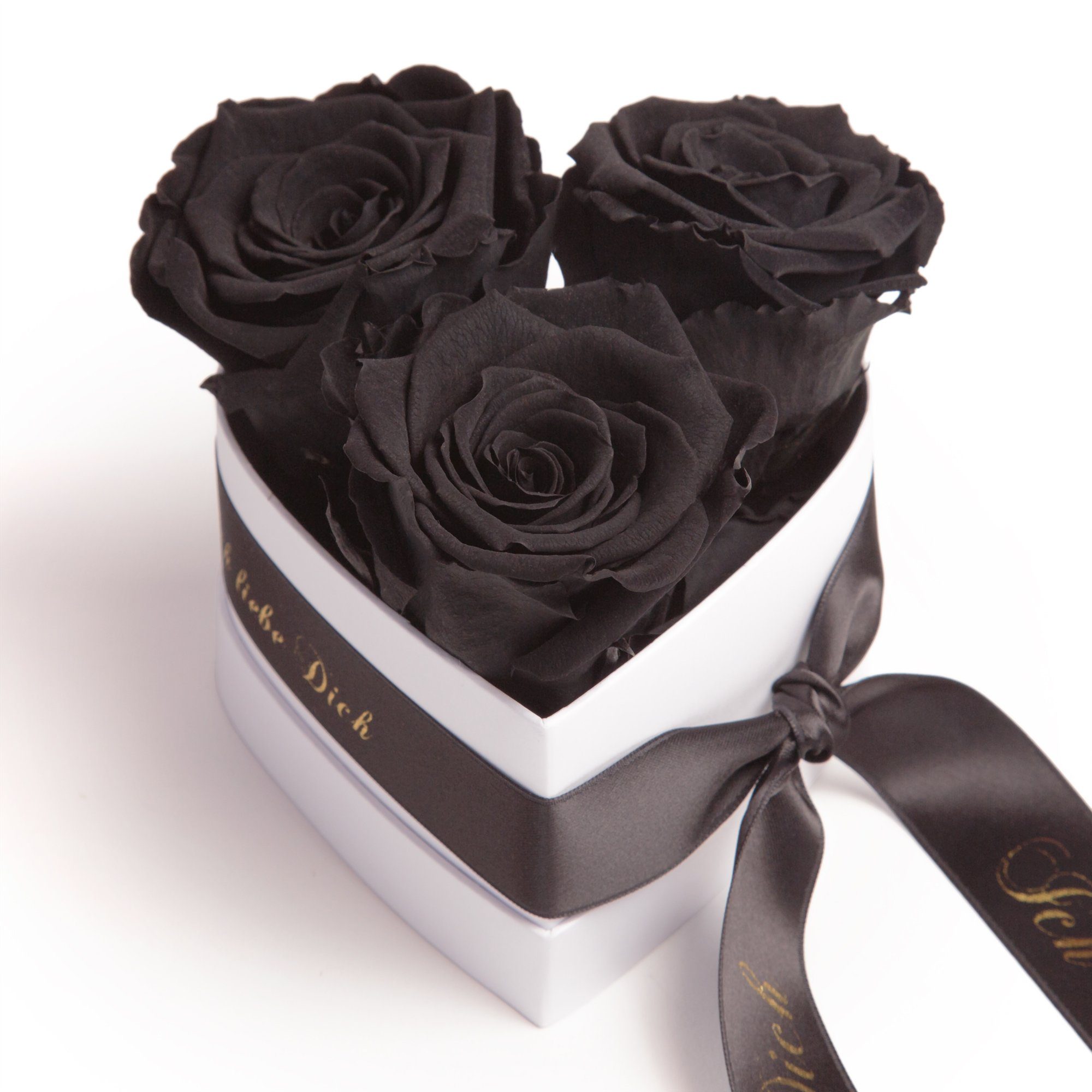 Kunstblume Rosenbox Herz 3 infinity Rosen Ich liebe Dich Geschenk für Sie Rose, ROSEMARIE SCHULZ Heidelberg, Höhe 10 cm, Liebesbeweis Valentinstag, Made in Germany