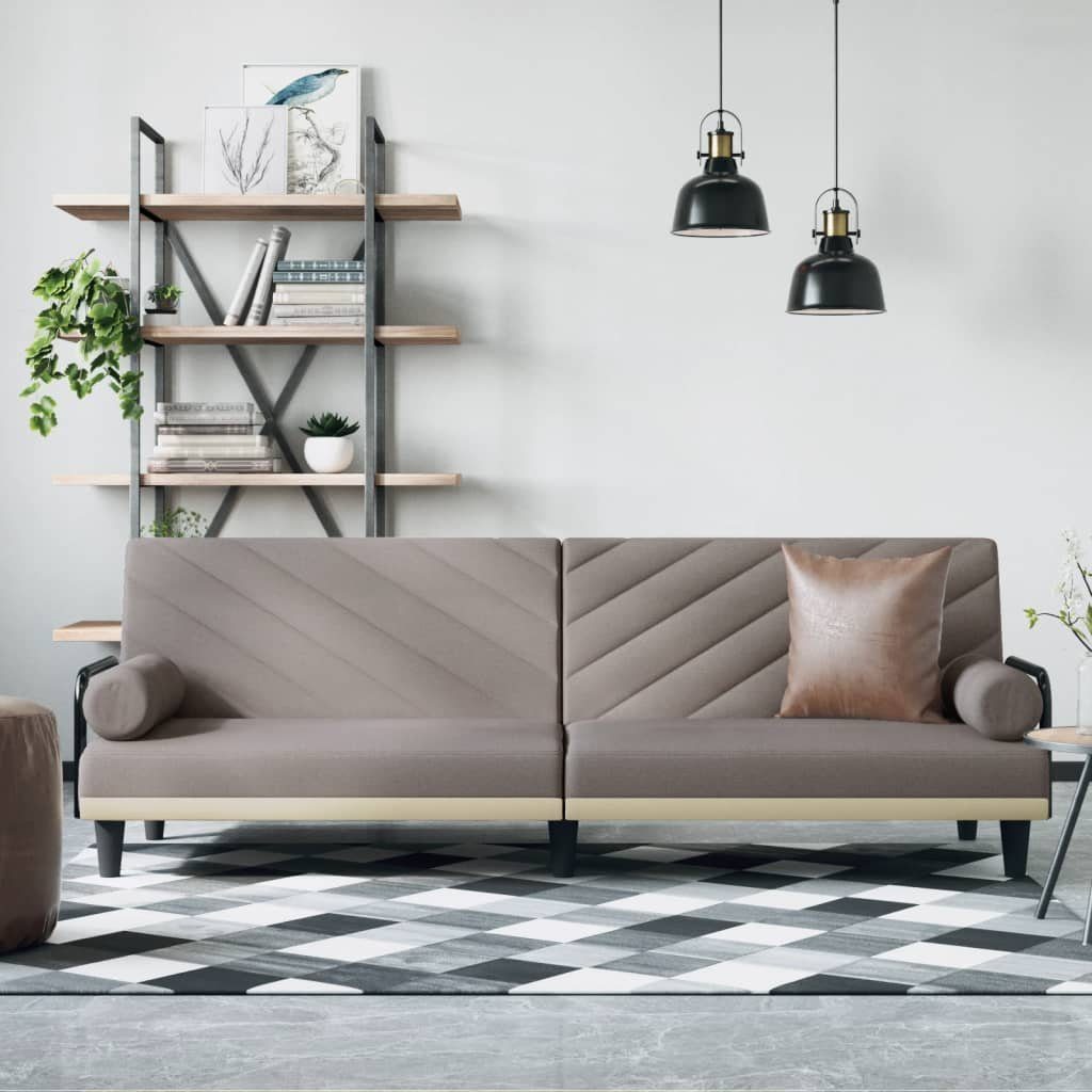 vidaXL Sofa Schlafsofa mit Armlehnen Taupe Stoff