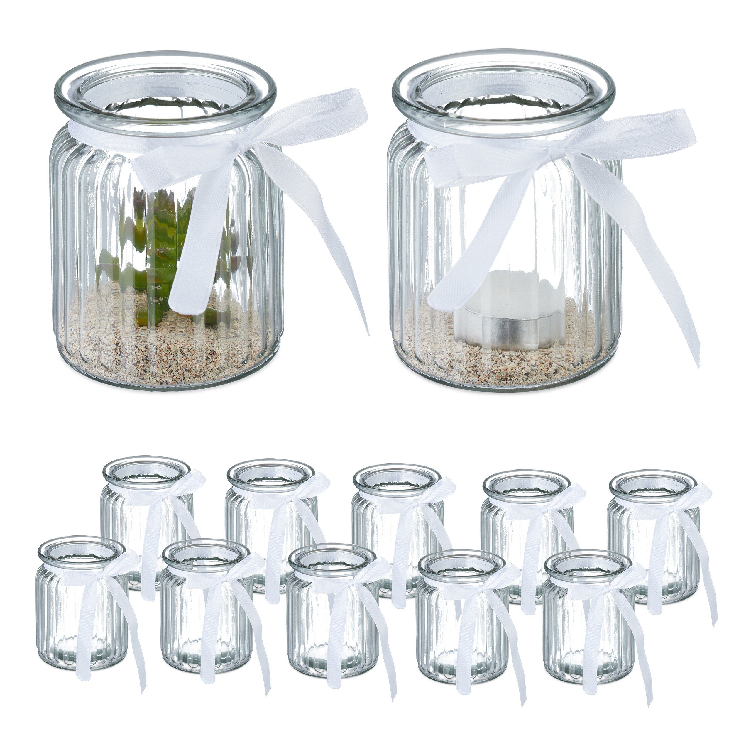 relaxdays Windlicht Transparentes Windlicht 12er Set im