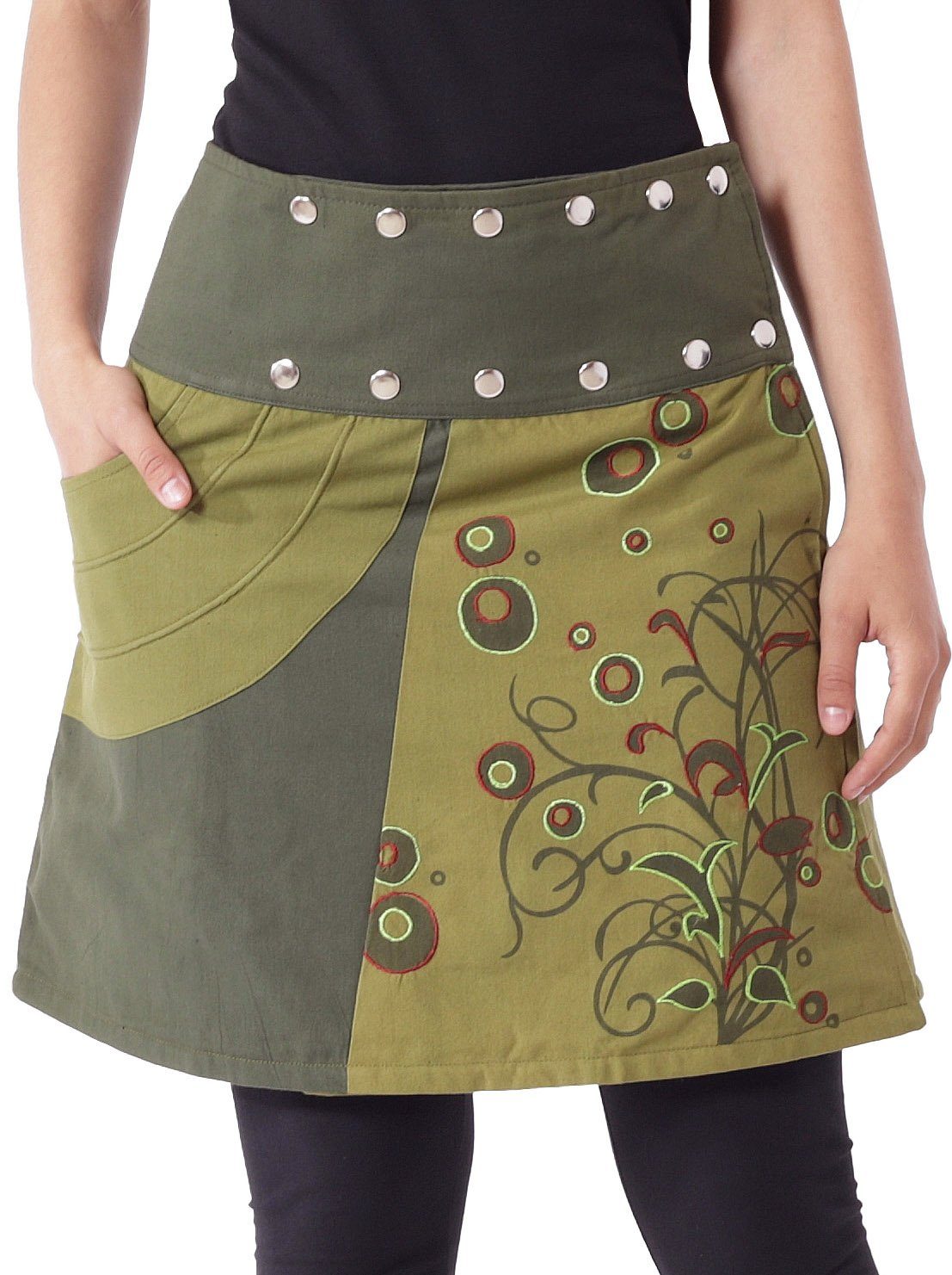 PUREWONDER Wickelrock Damen Rock mit Druckknöpfen günstig online kaufen
