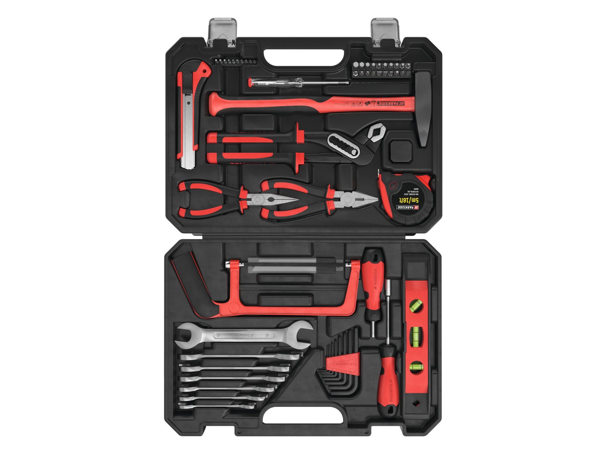 Parkside Werkzeugkoffer PARKSIDE Werkzeugkoffer Werkzeugset 64-teilig Heimwerker Zangen Hammer