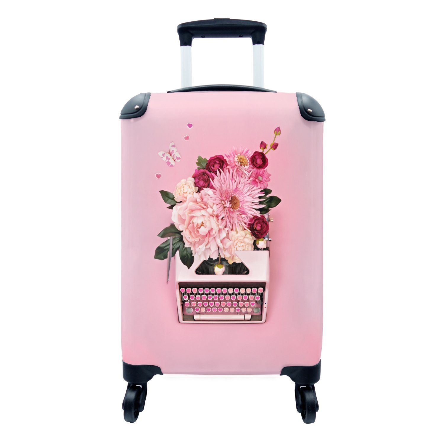 Ferien, Vogelperspektive Handgepäckkoffer Reisetasche Trolley, MuchoWow Reisekoffer Schreibmaschine, Rollen, für rosa 4 Handgepäck rollen, mit einer