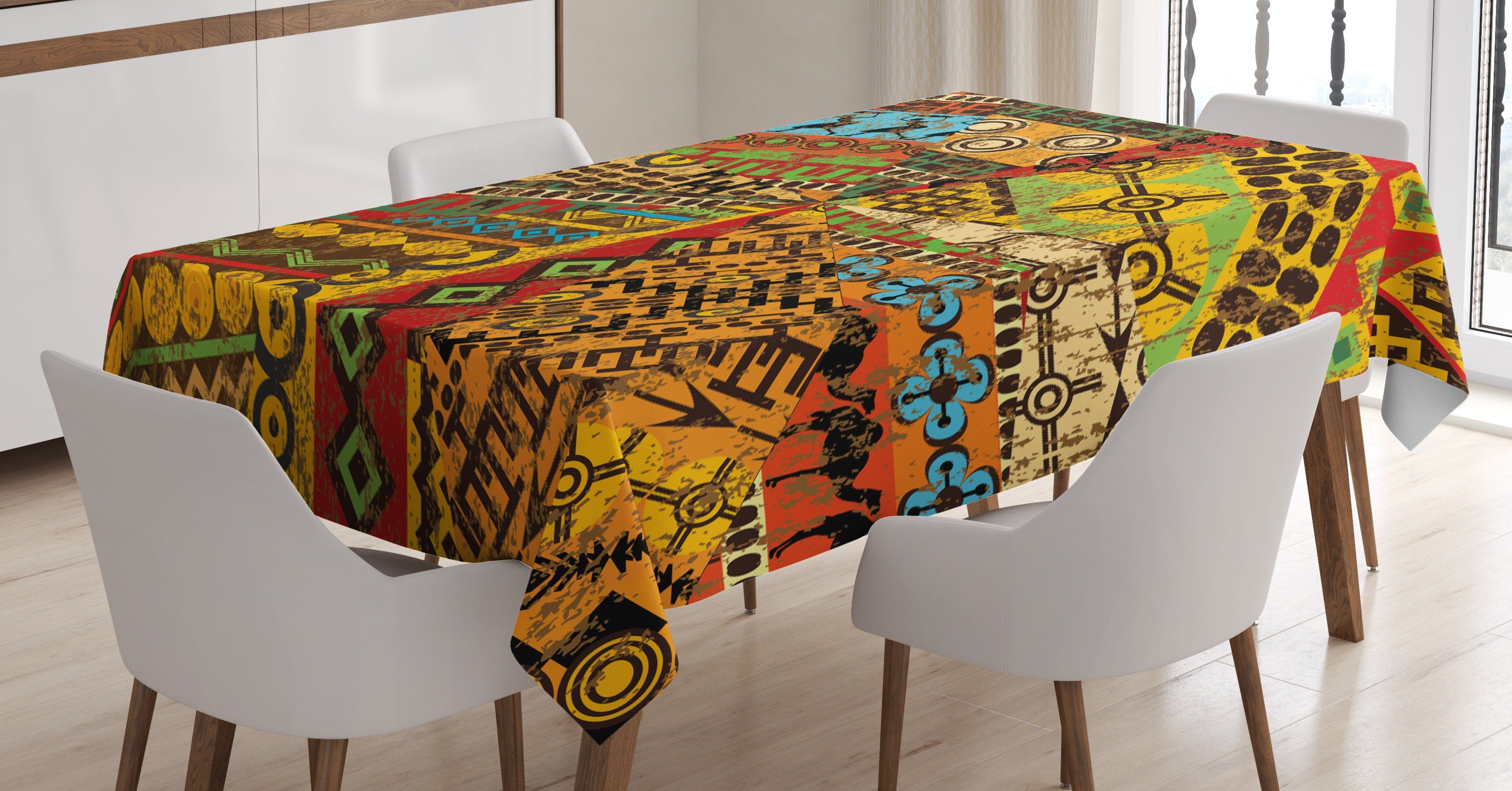 Abakuhaus Tischdecke Farbfest Waschbar Für den Außen Bereich geeignet Klare Farben, afrikanisch Grunge Motive