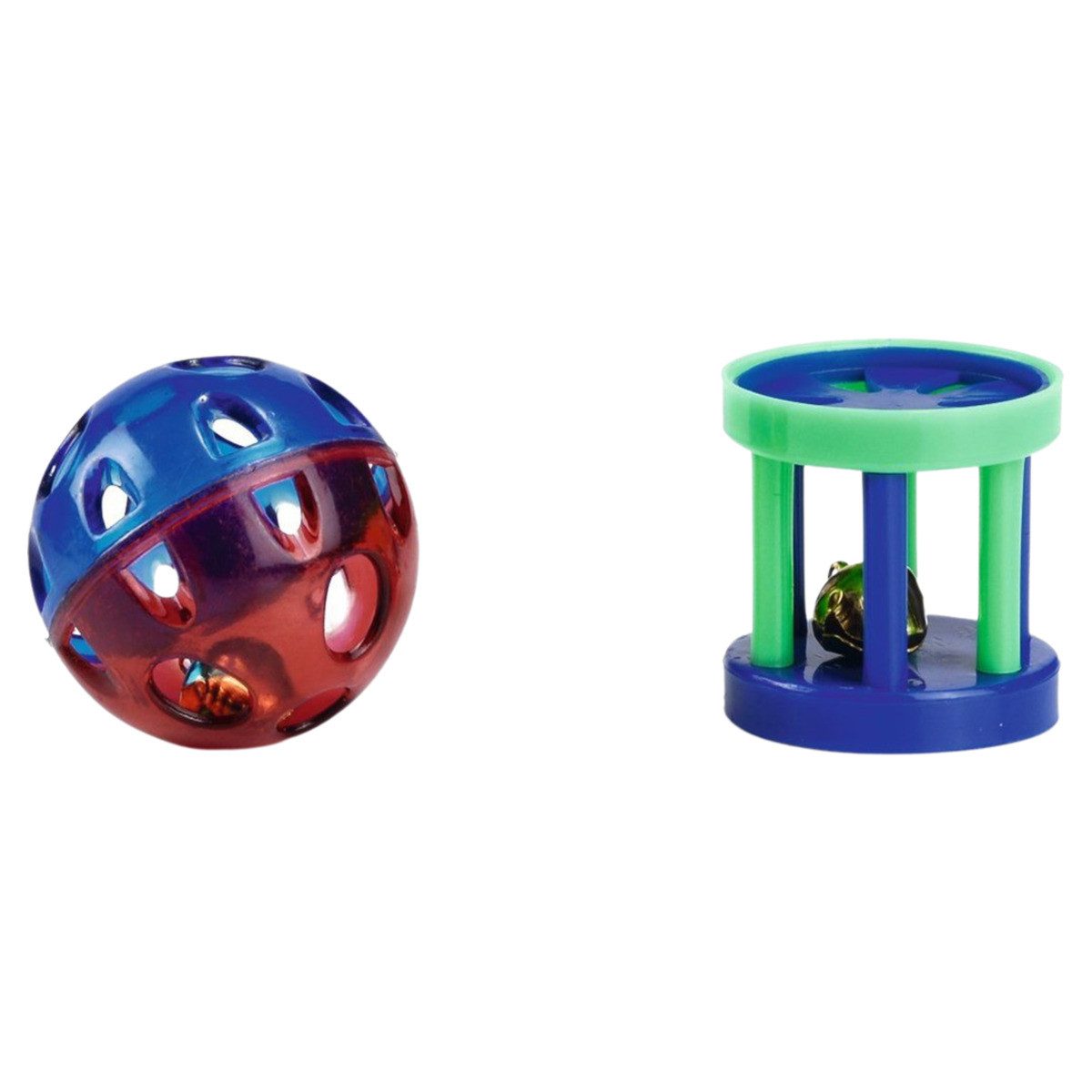 Tierball Katzenspielzeug Ball und Roller mit Glocke - 2 Stück