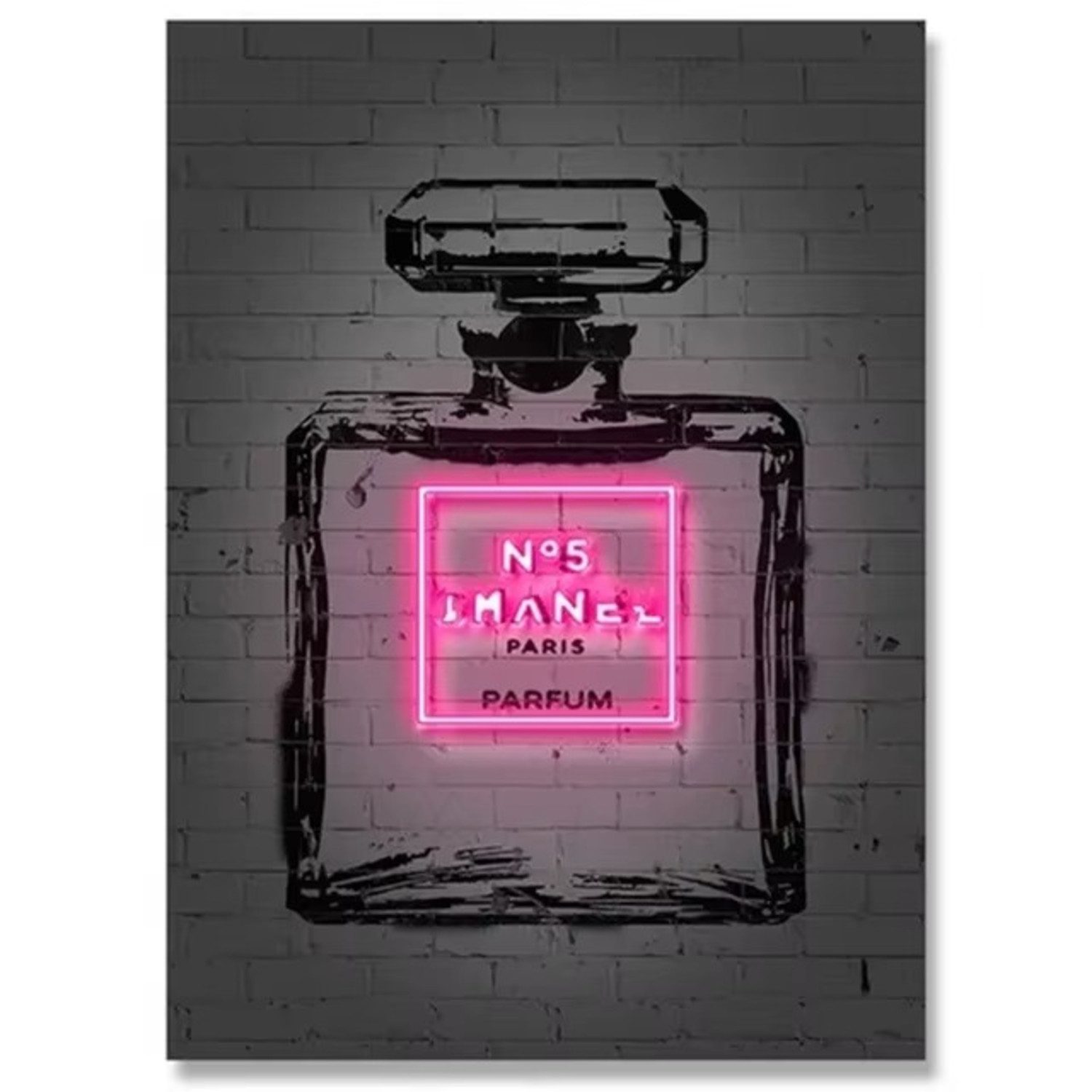 TPFLiving Kunstdruck OHNE RAHMEN, Bangsy Art - Neon Kunst - Graffiti Kunst - abstrakte Motive - (Leinwandbild XXL), Farben: Farben: Grün, gelb, blau, rosa - Größe: 20x30cm